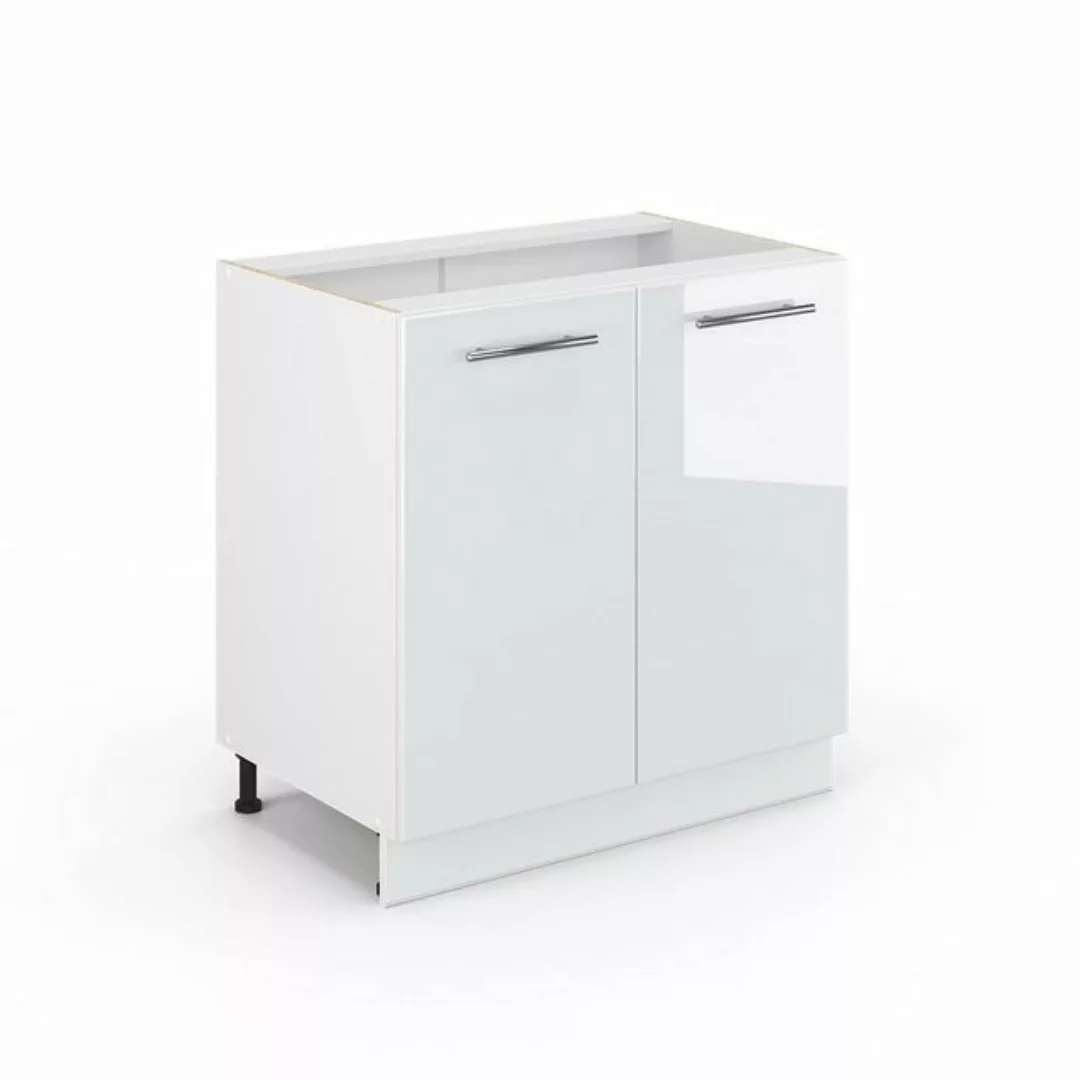 Livinity® Spülenunterschrank Fame-Line, Weiß Hochglanz/Weiß, 80 cm mit Rega günstig online kaufen