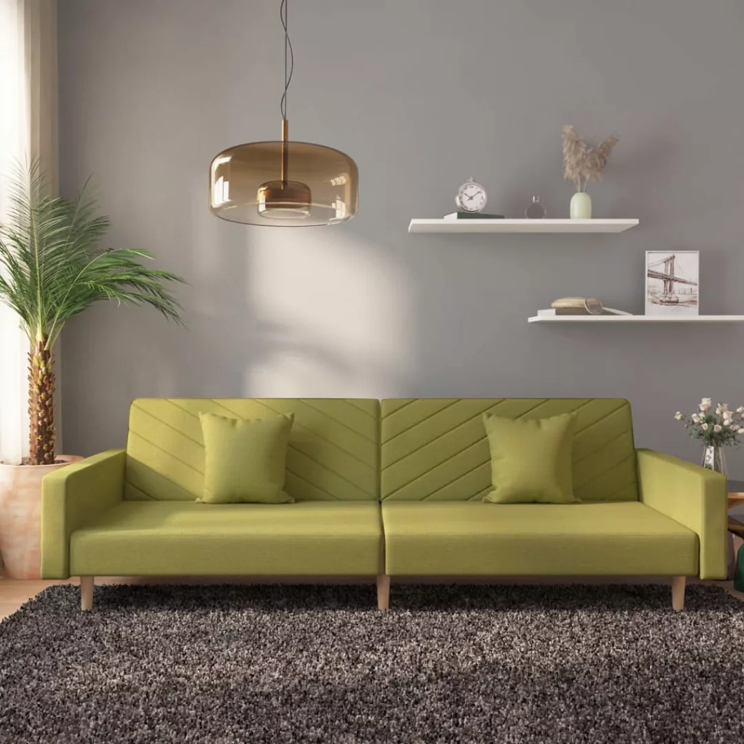 Tagesbett 2-sitzer Mit 2 Kissen Grün Stoff günstig online kaufen