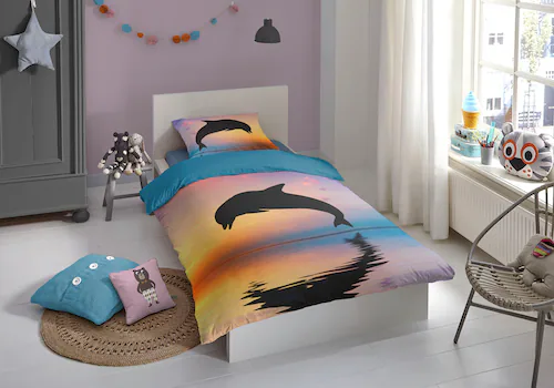 good morning Kinderbettwäsche »Dolphin«, 100% Baumwolle, 135x200, Reißversc günstig online kaufen