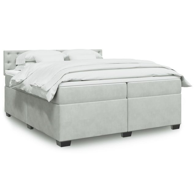 vidaXL Boxspringbett, Boxspringbett mit Matratze Hellgrau 200x200 cm Samt günstig online kaufen