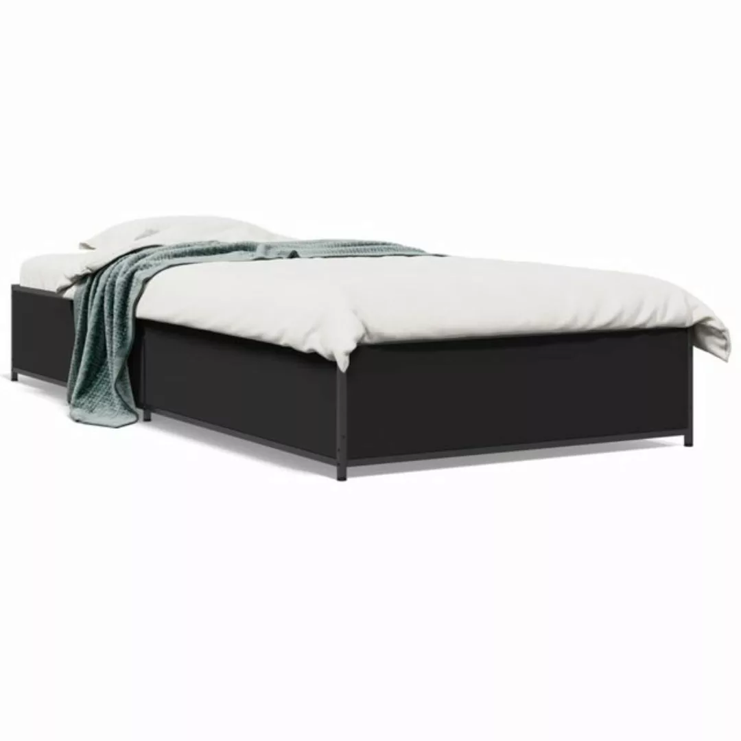 vidaXL Bett Bettgestell Braun Eichen-Optik 90x190 cm Holzwerkstoff Metall günstig online kaufen