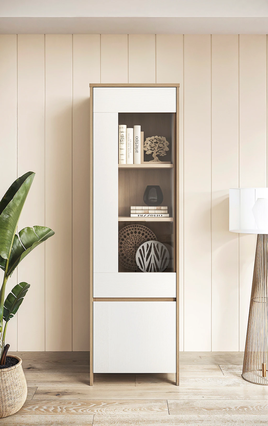 Home affaire Vitrine "Stranda, Hochschrank im Scandi-Style, moderne Glasvit günstig online kaufen