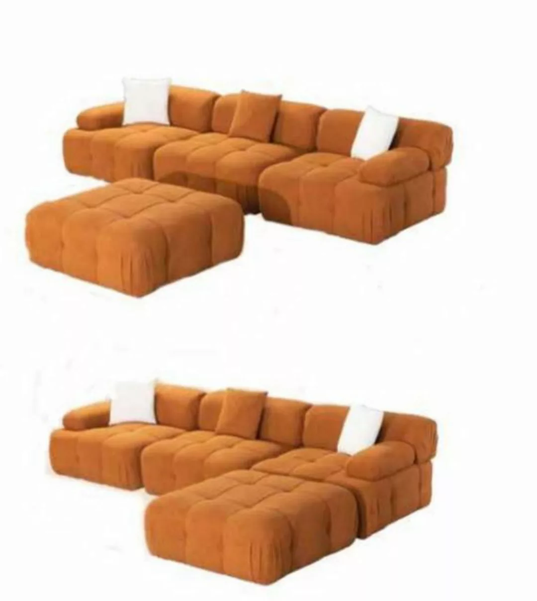 JVmoebel Ecksofa Oranges L-Form Sofa Wohnzimmer Luxus Couch Ecksofa Holz Te günstig online kaufen