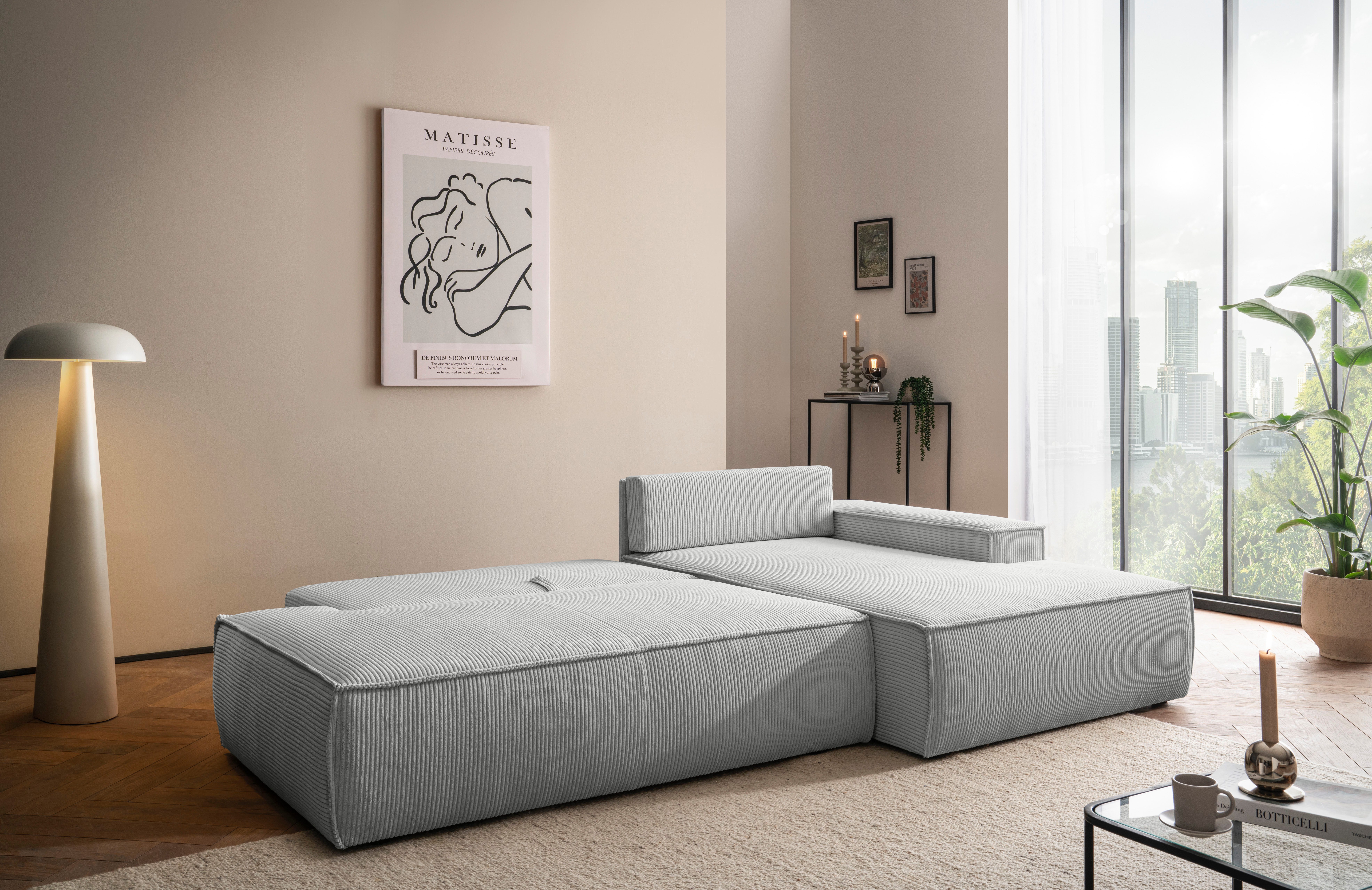 Home affaire Ecksofa "SHERWOOD, Schlafsofa in L-Form offen (275cm), Cord, L günstig online kaufen