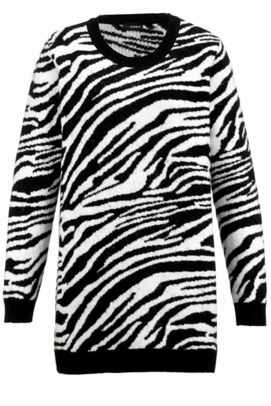 MIAMODA Strickpullover Long-Pullover Zebramuster Langarm günstig online kaufen