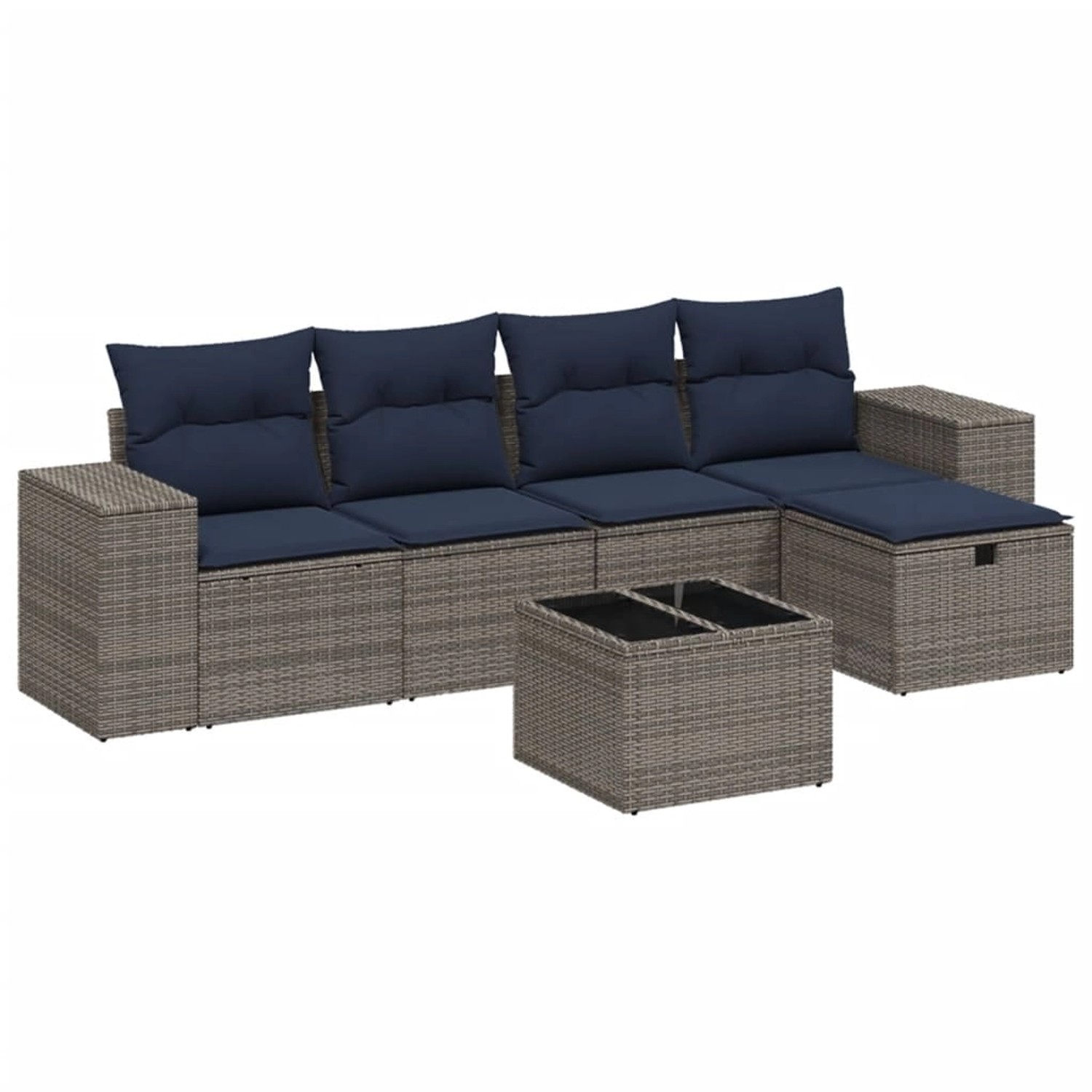 vidaXL 6-Tlg Garten-Sofagarnitur mit Kissen Grau Poly Rattan 3264406 günstig online kaufen