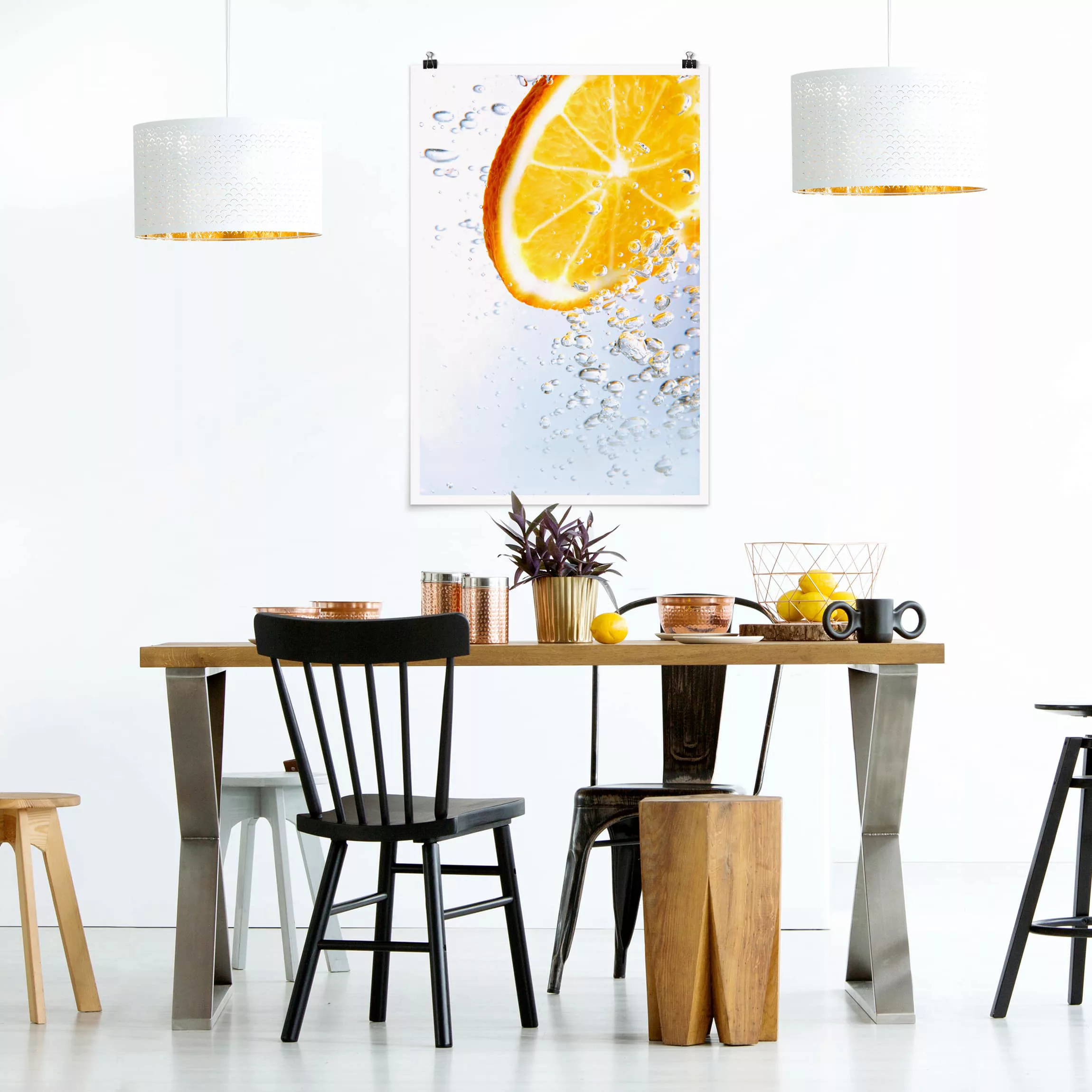 Poster Küche - Hochformat Splash Orange günstig online kaufen