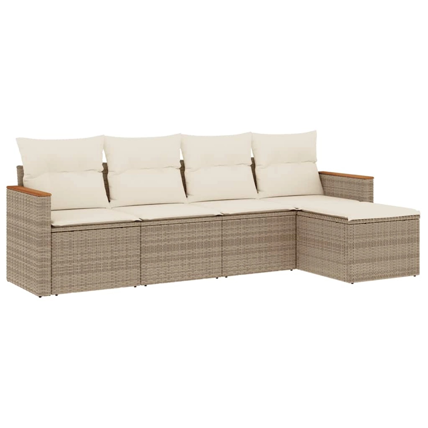 vidaXL 5-Tlg Garten-Sofagarnitur mit Kissen Beige Poly Rattan 3225918 günstig online kaufen