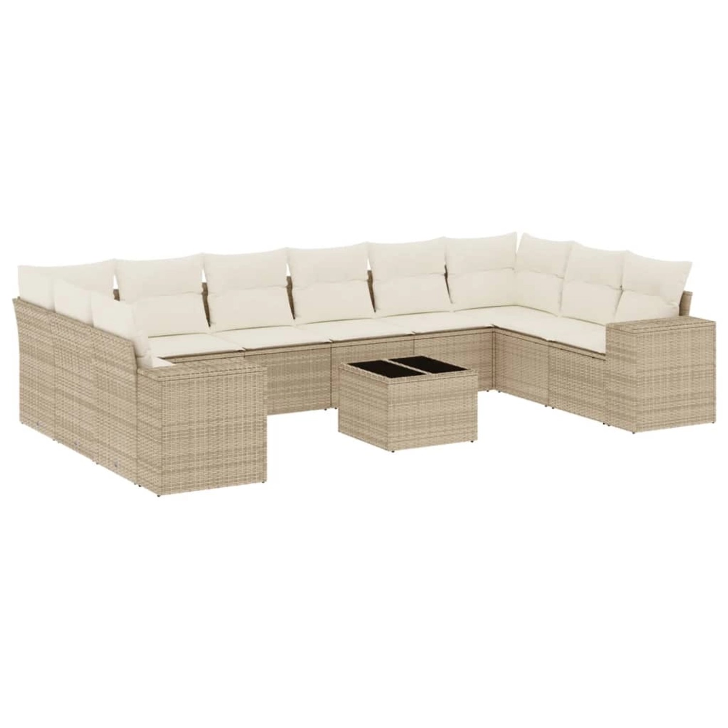 vidaXL 11-Tlg Garten-Sofagarnitur mit Kissen Beige Poly Rattan 3223077 günstig online kaufen