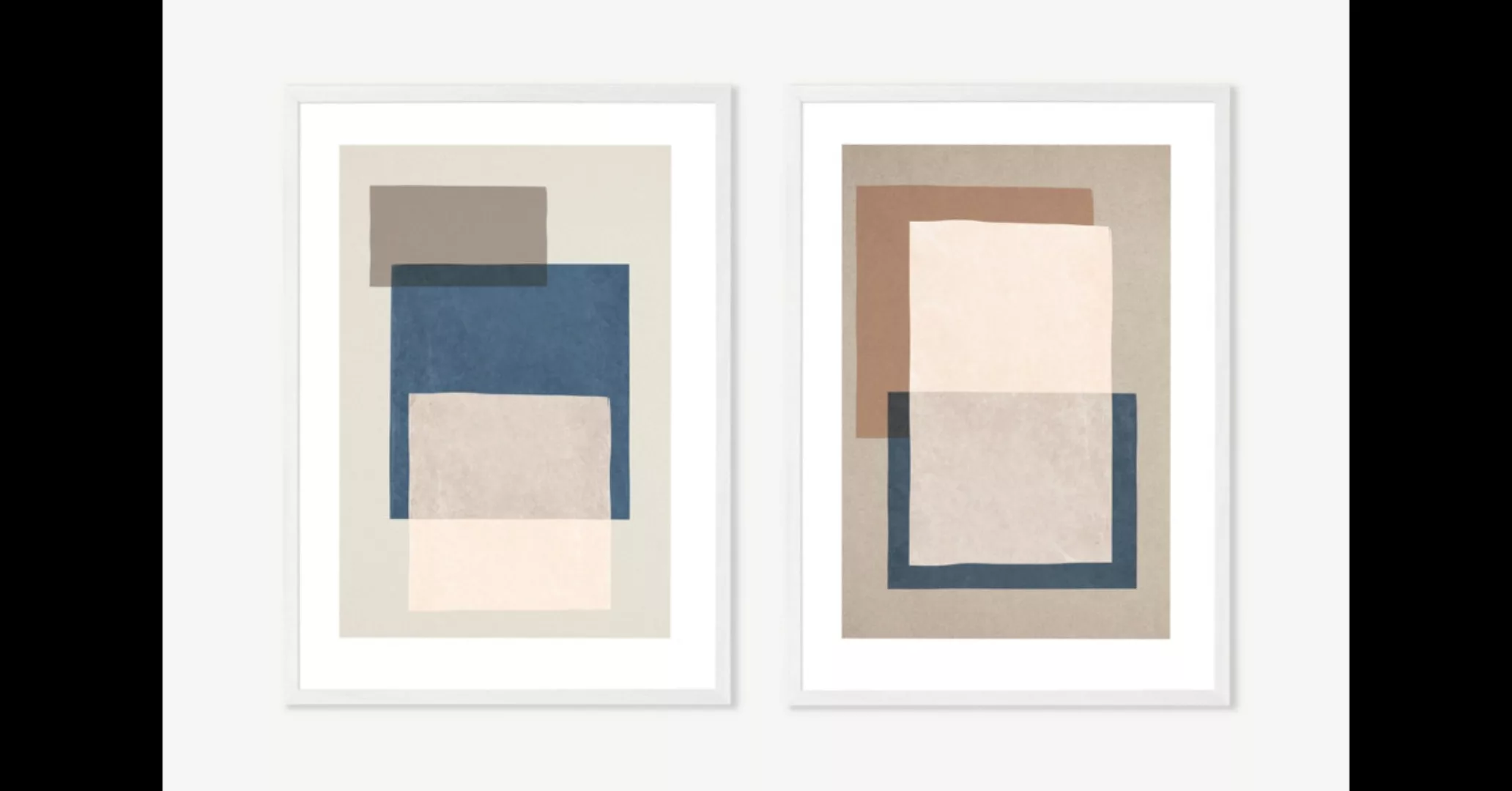 Maisey Design 'Soft Geometric' 2 x gerahmte Kunstdrucke (A2) - MADE.com günstig online kaufen