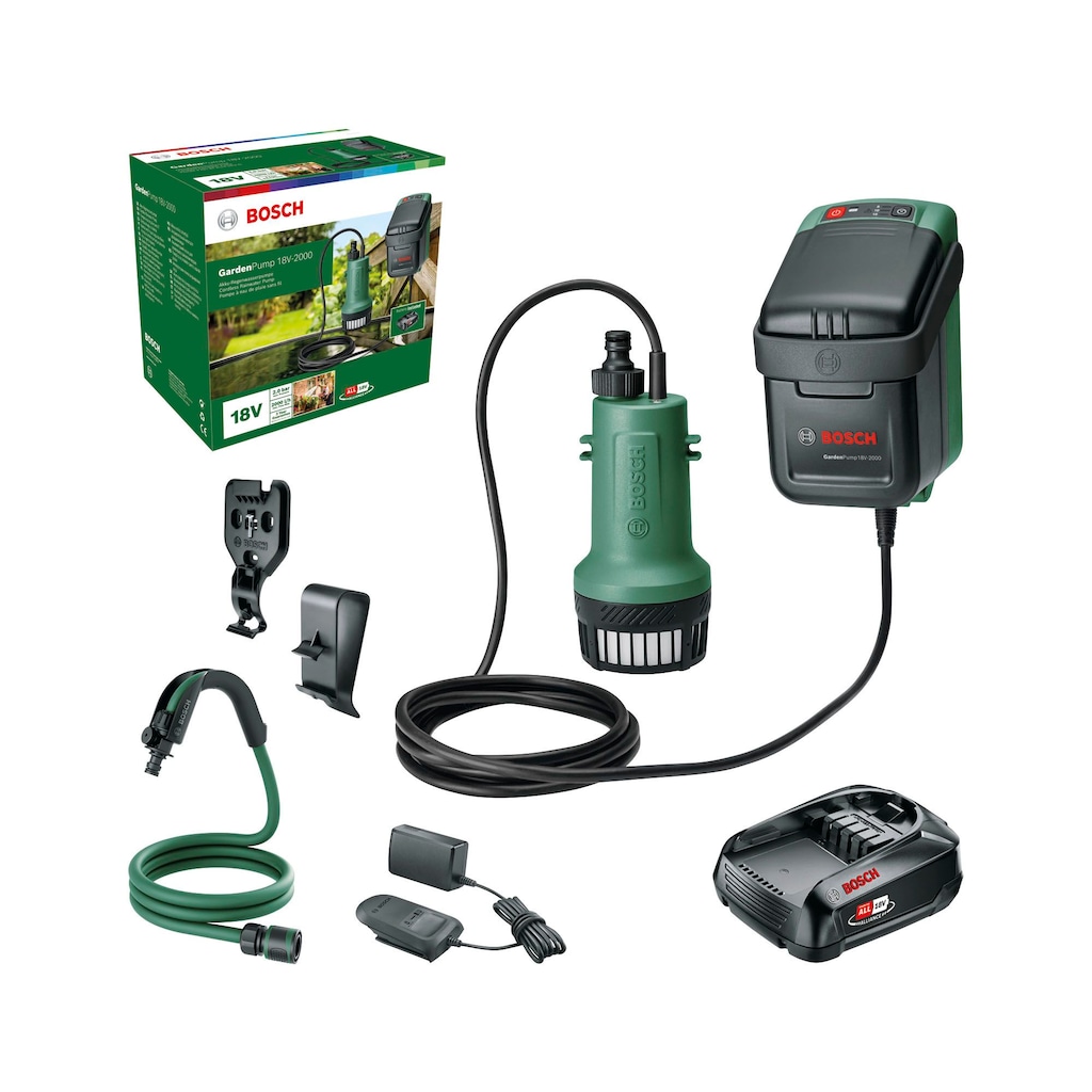 Bosch Home & Garden Akku-Gartenpumpe "GardenPump 18V-2000", mit Akku 18V/2, günstig online kaufen