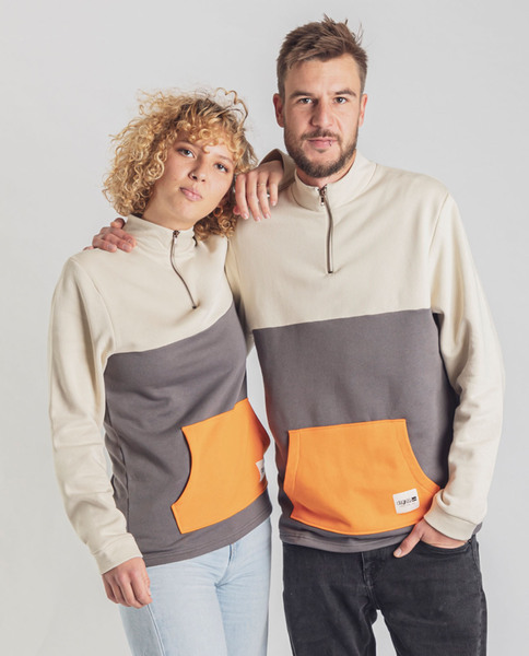 Unisex Sweatshirt Aus Bio-baumwolle - Yetisweat - Sand/dunkelgrau günstig online kaufen