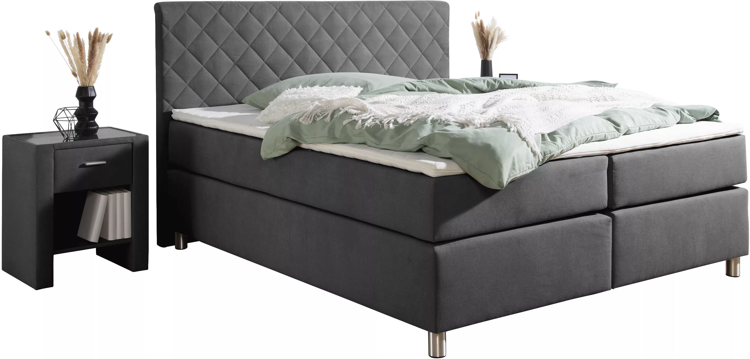 Leonique Boxspringbett »Bernard, in verschiedenen Breiten«, inkl. Topper, M günstig online kaufen