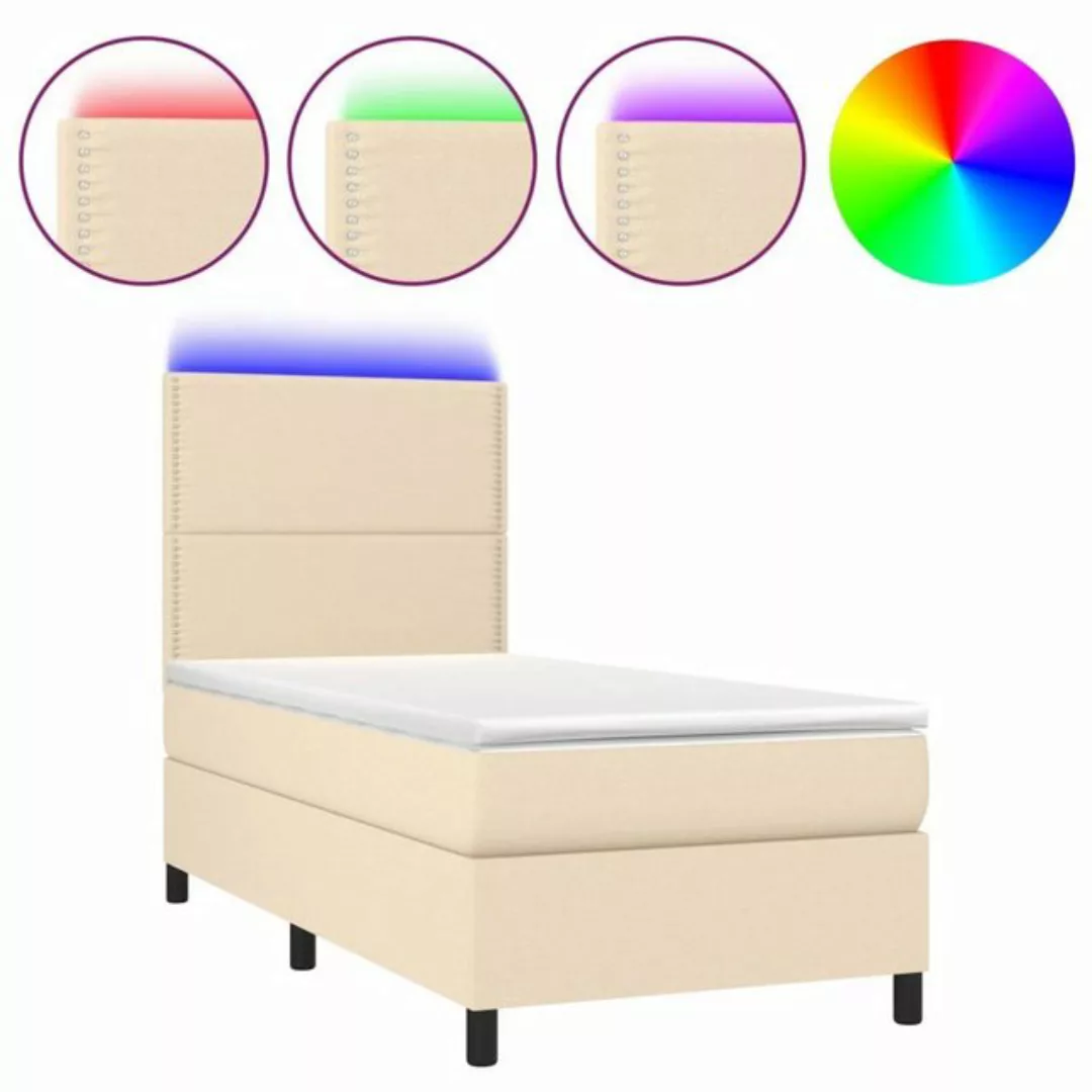 vidaXL Boxspringbett Boxspringbett mit Matratze LED Creme 100x200 cm Stoff günstig online kaufen