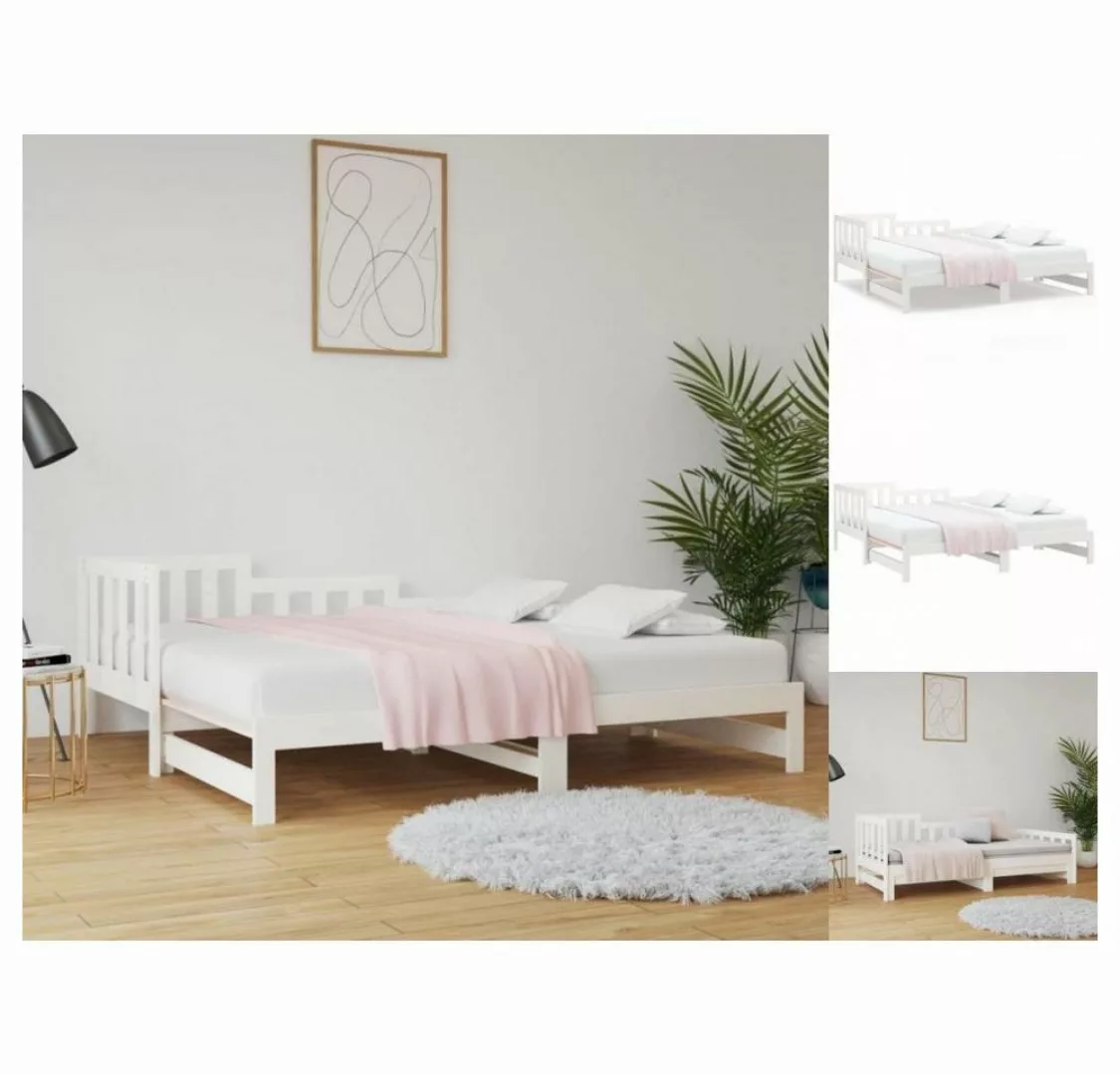 vidaXL Bettgestell Tagesbett Gästebett Ausziehbar Weiß 2x90x190 cm Massivho günstig online kaufen