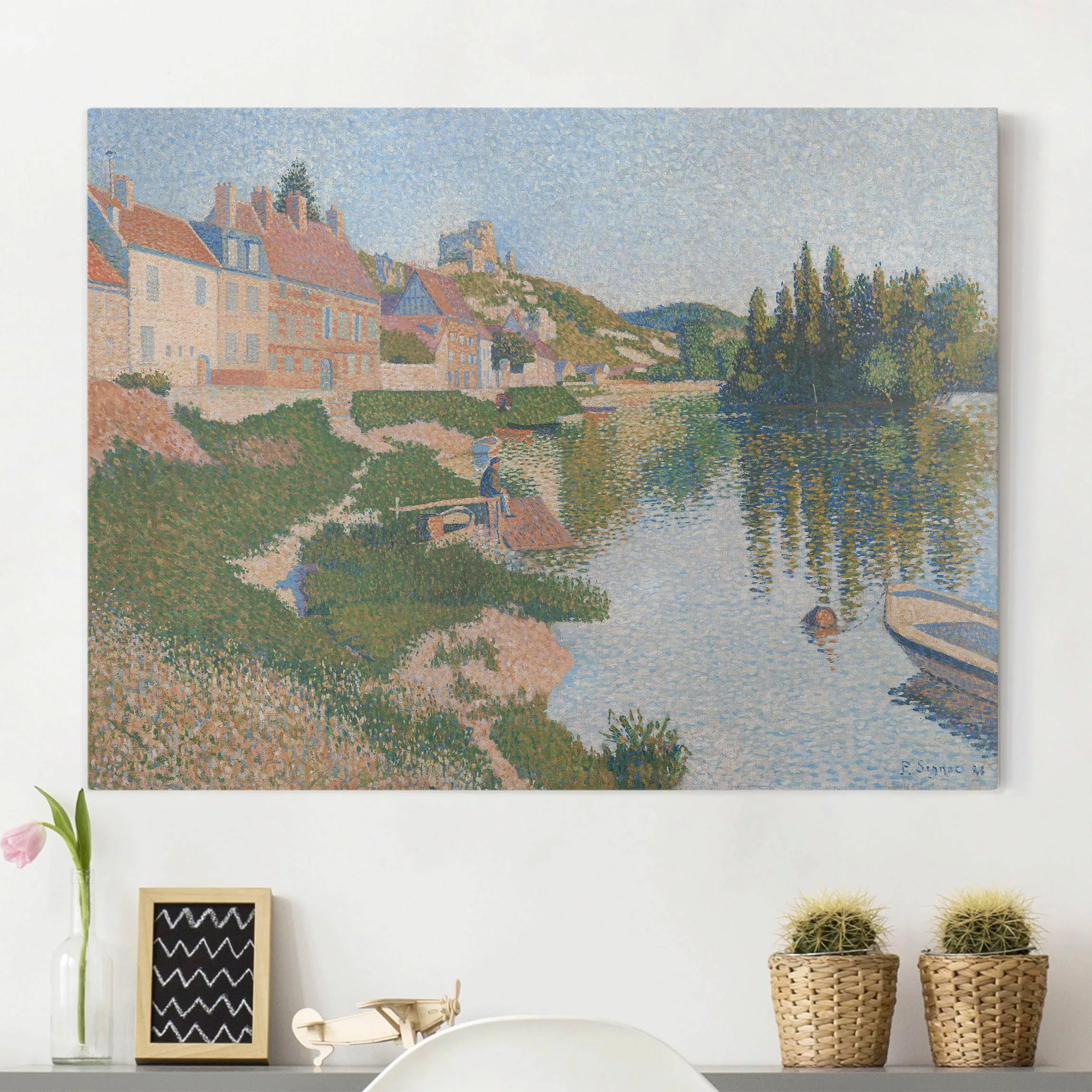 Leinwandbild Kunstdruck - Querformat Paul Signac - Les Andelys, das Ufer günstig online kaufen