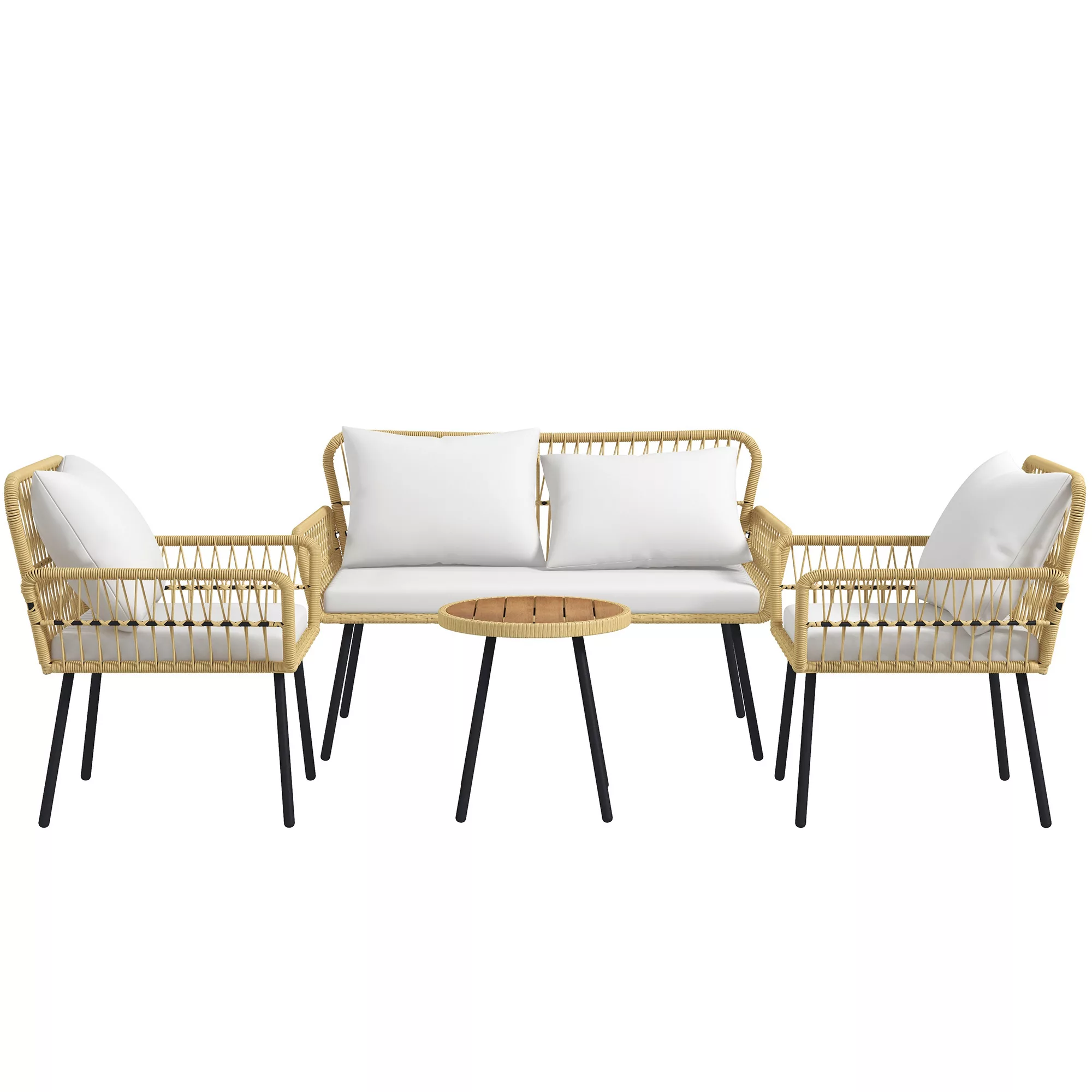 Outsunny Gartenmöbel-Set mit 4 Teilen Gartenmöbel 2-Sitzer-Sofa 2 Sessel mi günstig online kaufen