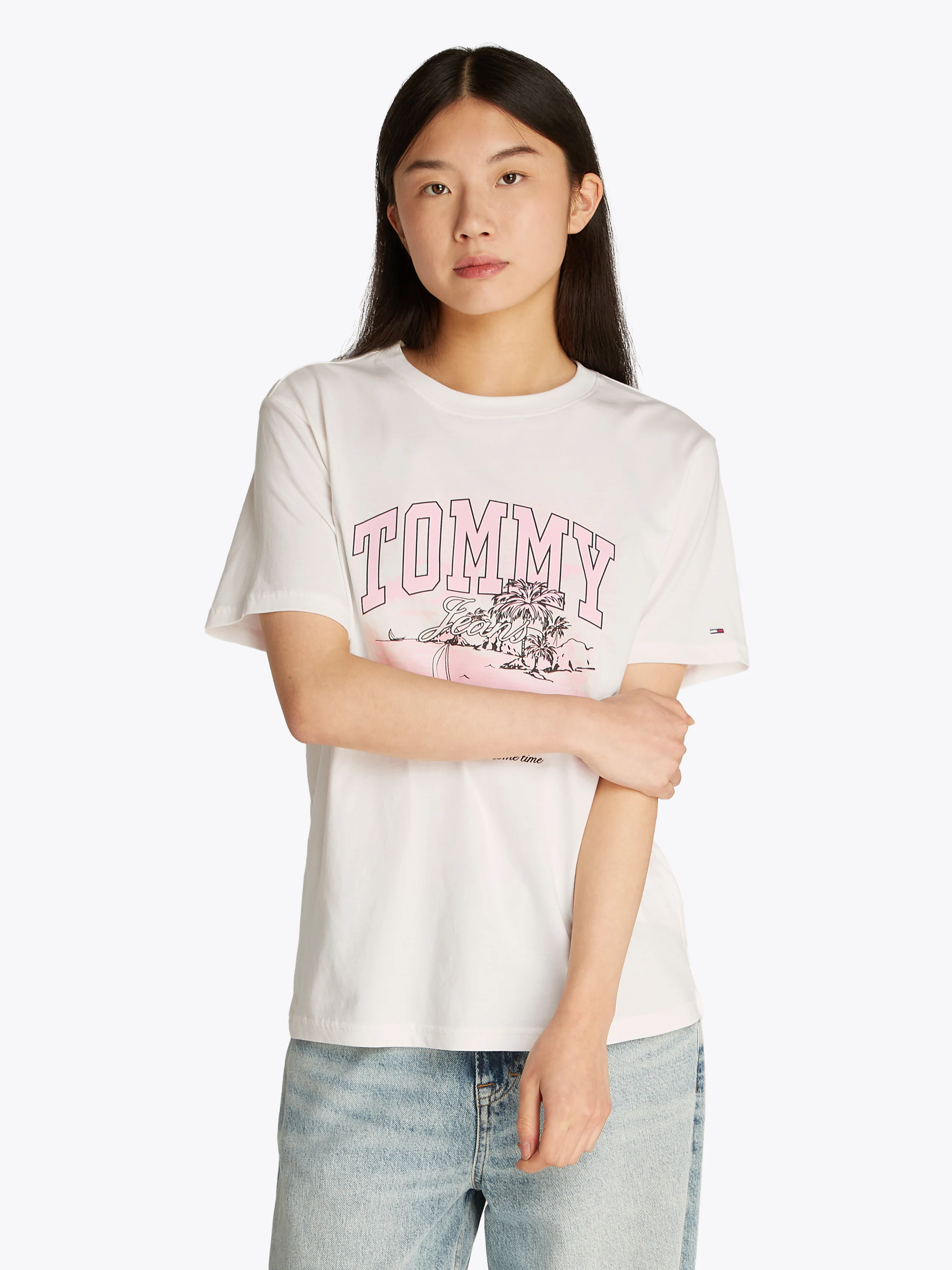 Tommy Jeans T-Shirt "TJW RLX TONAL TROPICS TEE", mit grafischem Muster günstig online kaufen