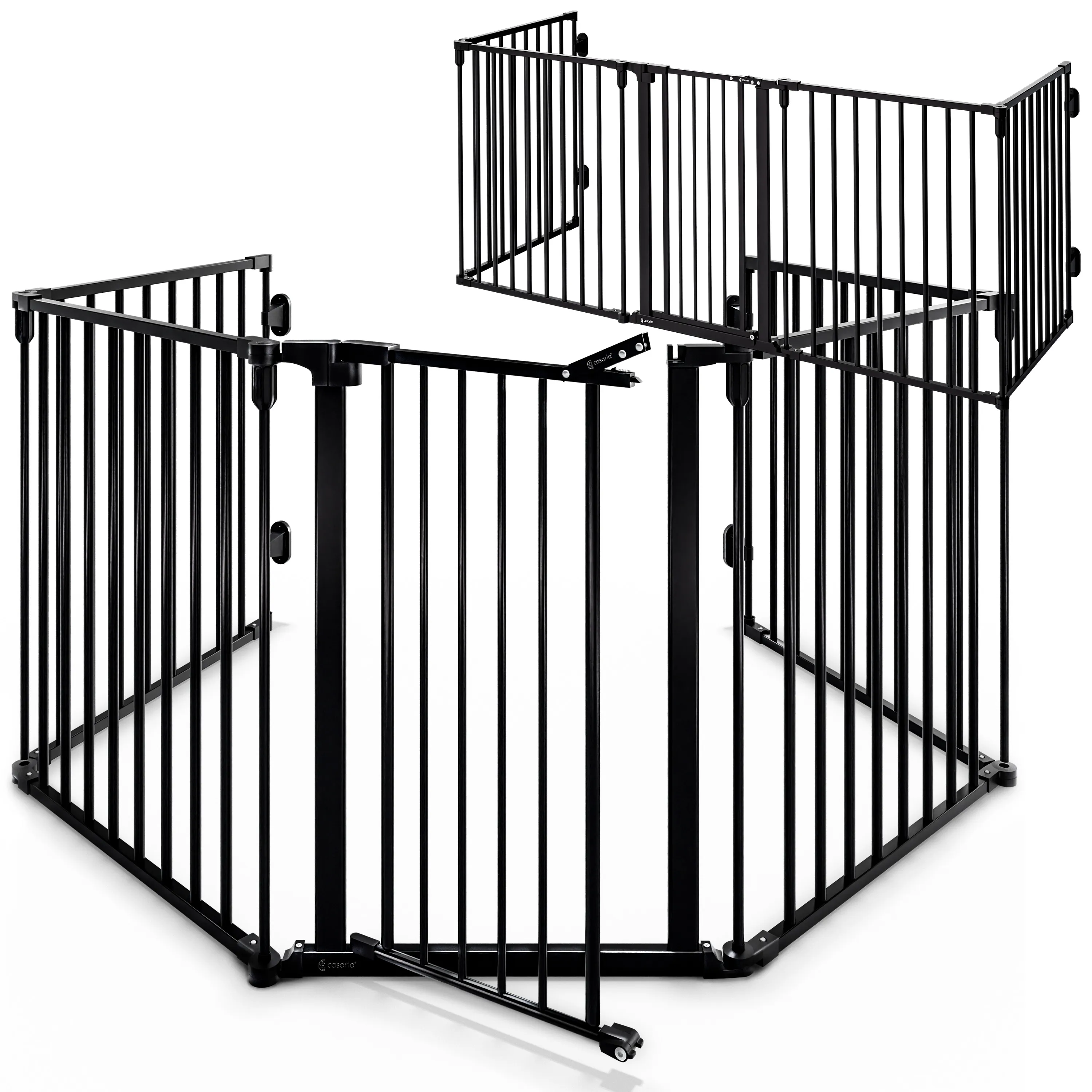 Kaminschutzgitter 2er-Set Schwarz Stahl 306x76,5cm günstig online kaufen