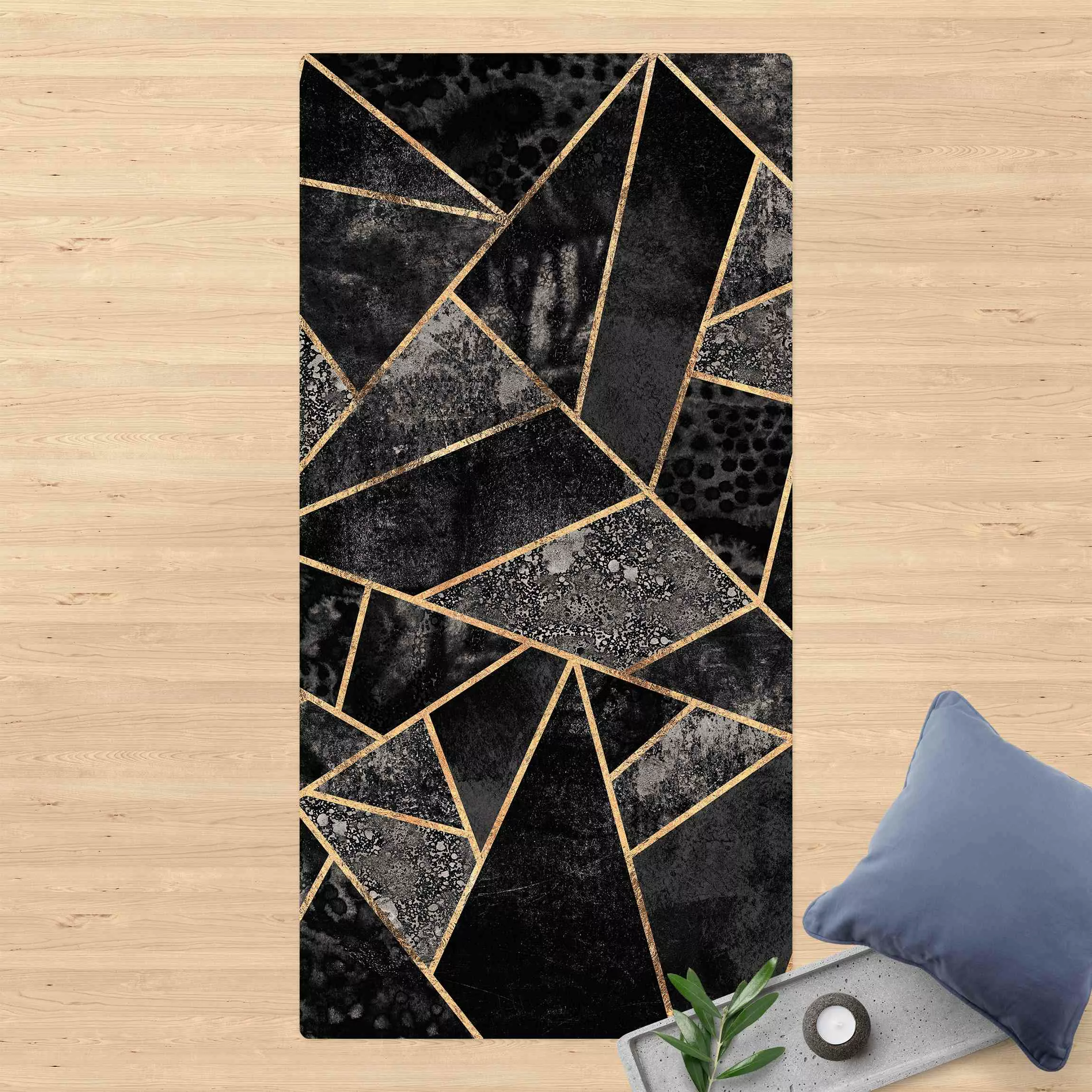 Kork-Teppich Graue Dreiecke Gold günstig online kaufen