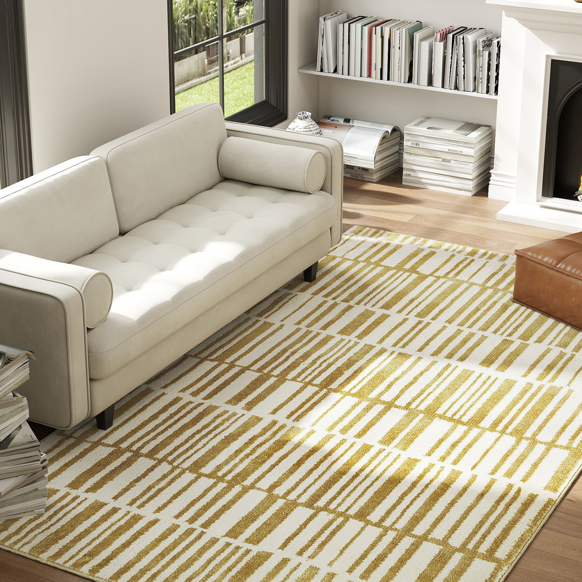 HOMCOM Teppich Wohnzimmer 200 x 140 cm Kurzflor Teppich, maschinenwaschbar, günstig online kaufen