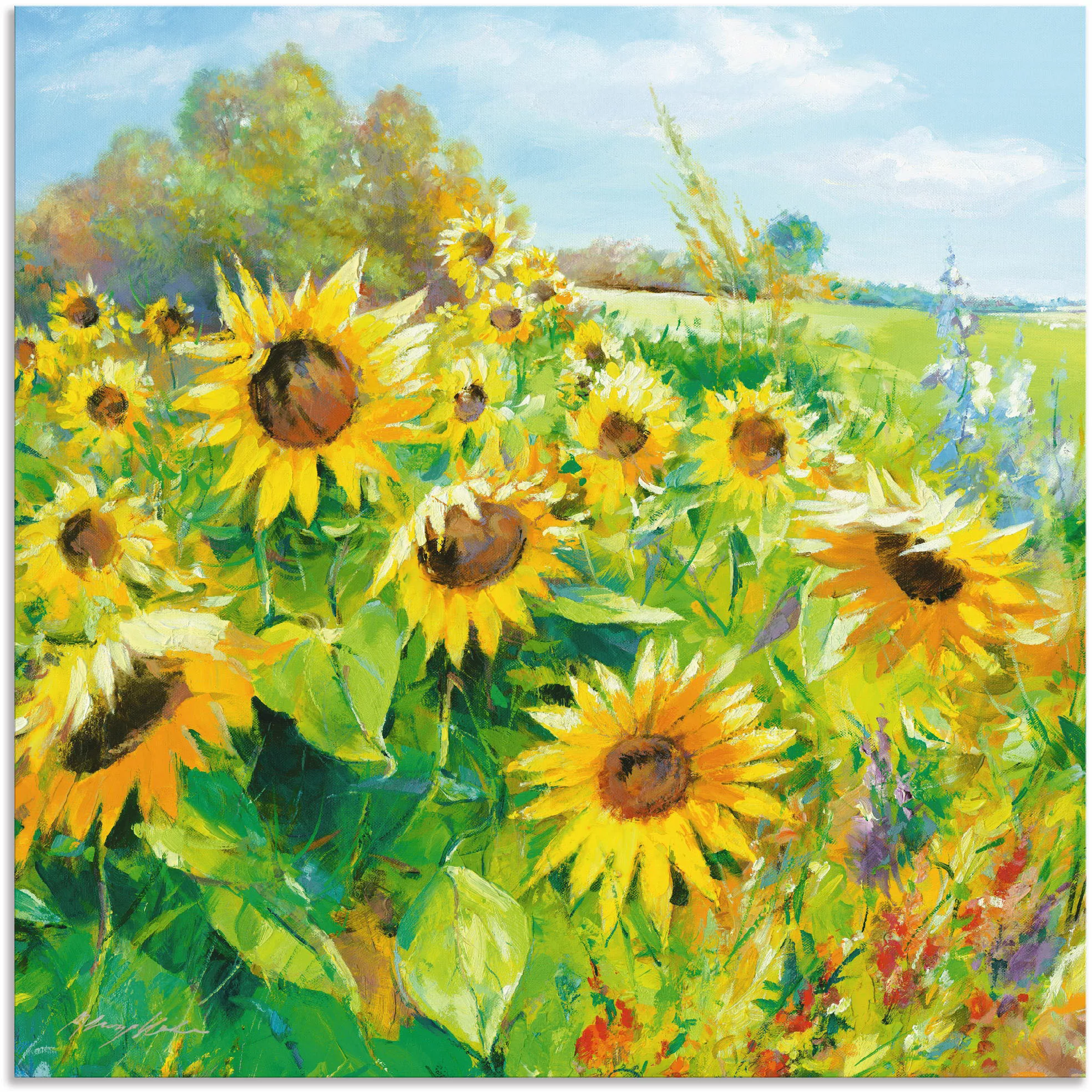 Artland Wandbild "Sommerwiese mit Sonnenblumen", Blumenwiese, (1 St.), als günstig online kaufen