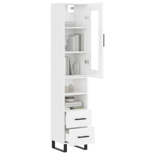 vidaXL Vitrine Highboard Hochglanz-Weiß 34,5x34x180 cm Spanplatte Glas Vitr günstig online kaufen