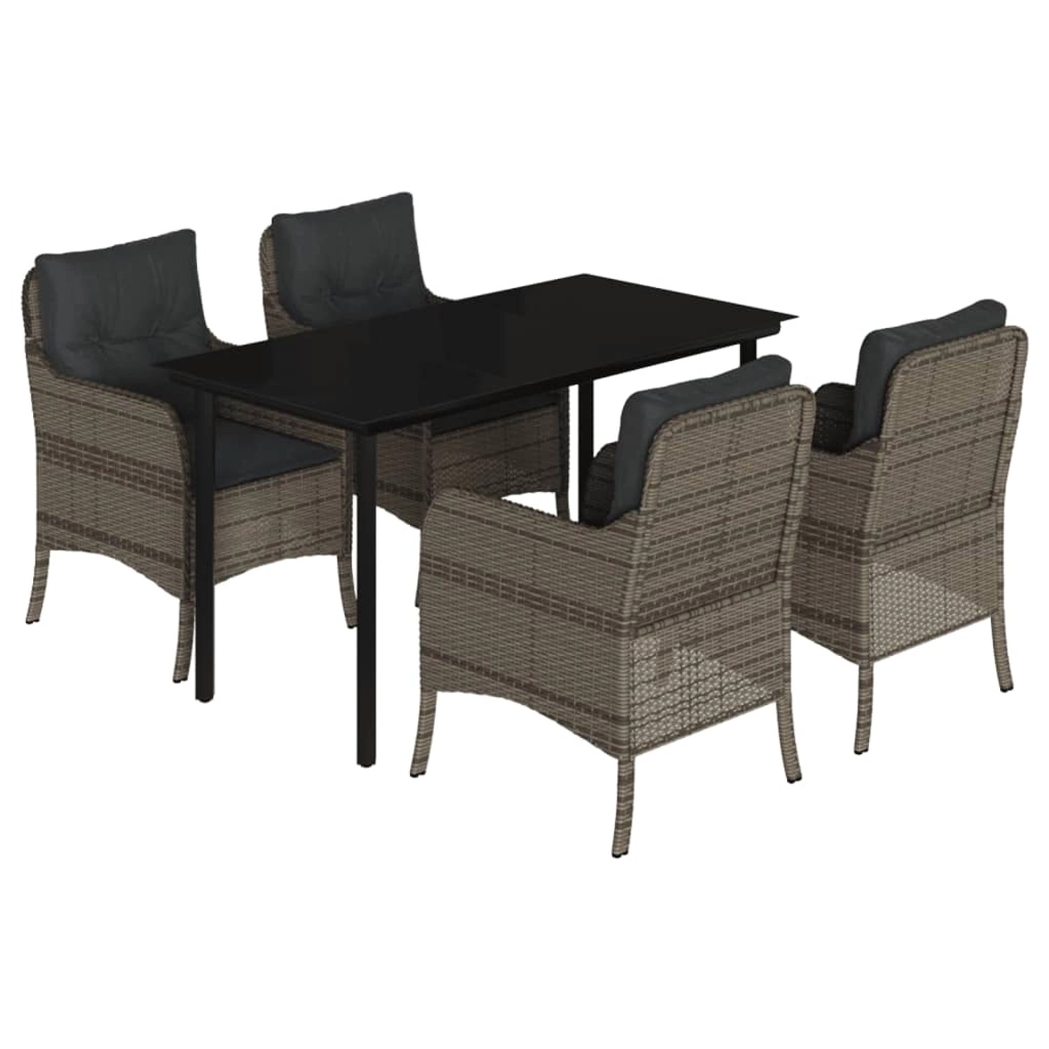 vidaXL 5-Tlg Garten-Essgruppe mit Kissen Grau Poly Rattan 3211957 günstig online kaufen