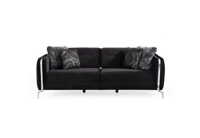 Xlmoebel 3-Sitzer Hochwertiges Dreisitzer-Sofa in elegantem Schwarzem Samt günstig online kaufen