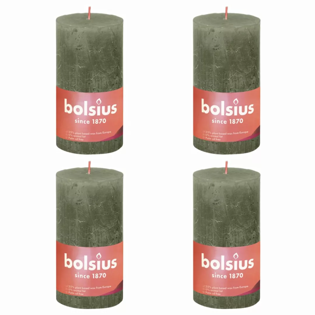 Bolsius Rustikale Stumpenkerzen Shine 4 Stk. 130x68 Mm Olivgrün günstig online kaufen