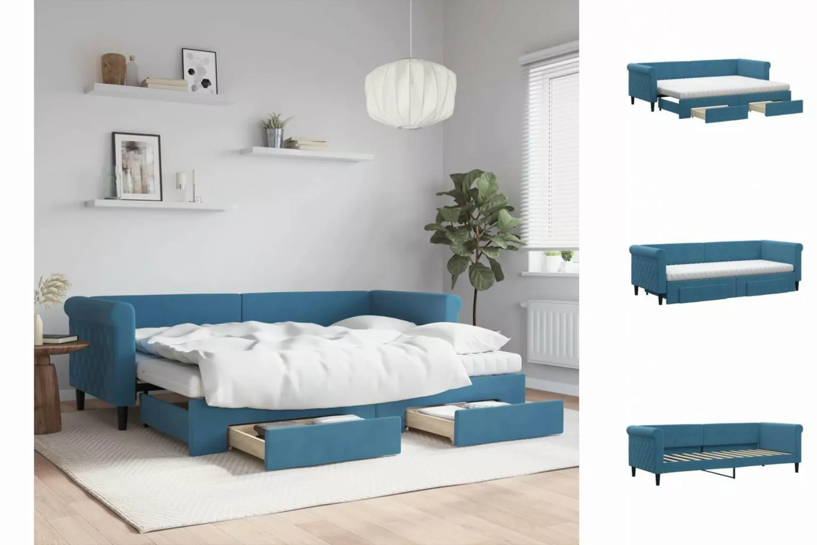 vidaXL Gästebett Gästebett Tagesbett Ausziehbar mit Schubladen Blau 80x200 günstig online kaufen