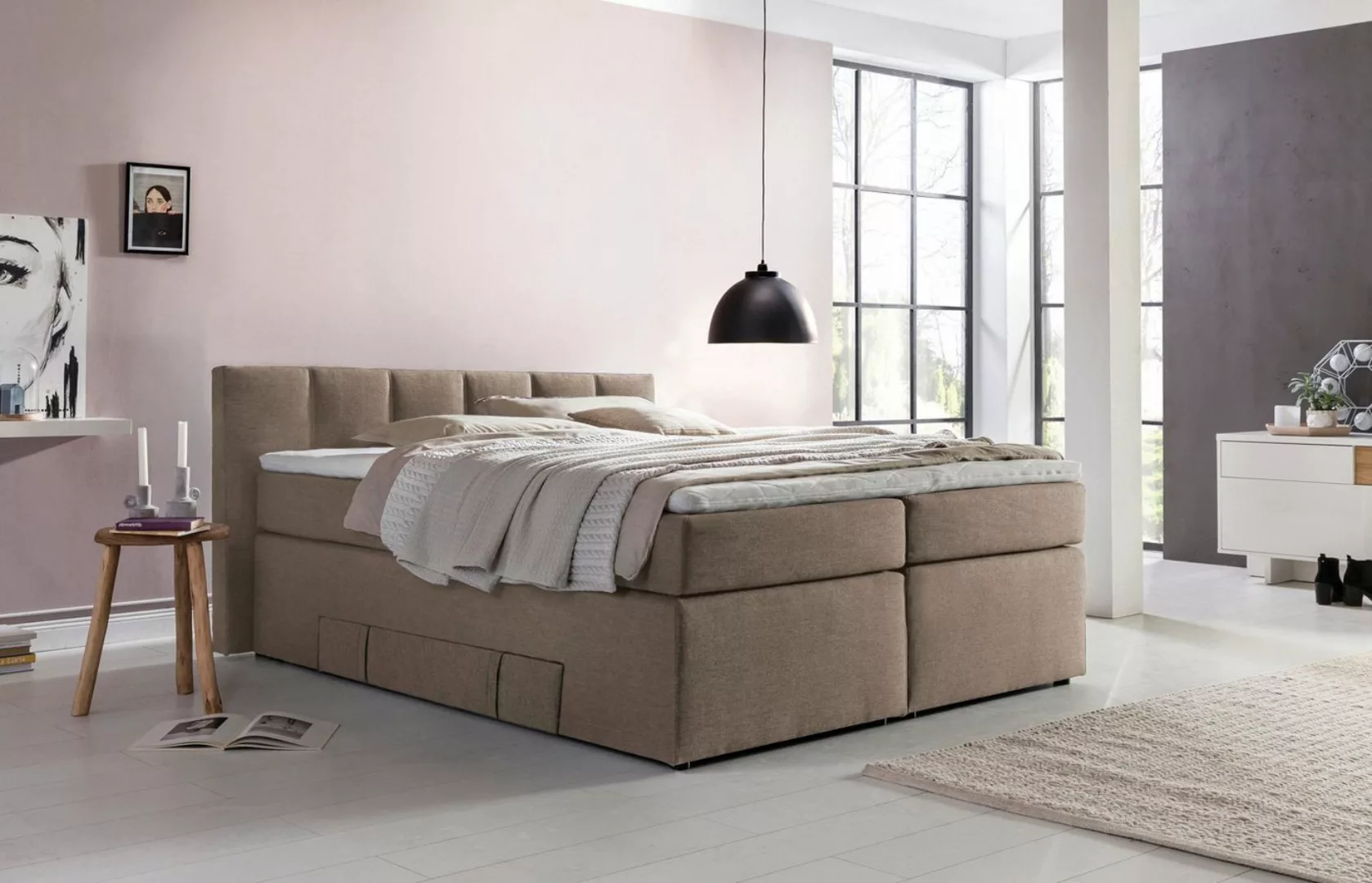 Möbelfreude Boxspringbett Boxspringbett Beatrice 180x200 cm Beige H2, 180 x günstig online kaufen