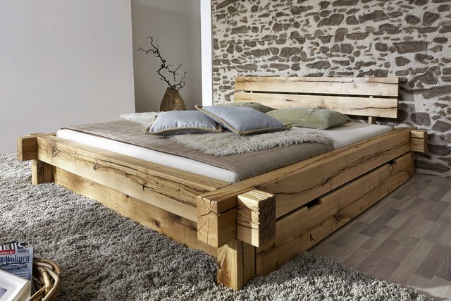 Main Möbel Massivholzbett Balkenbett "Daniel" mit Schubkasten 160x200cm günstig online kaufen