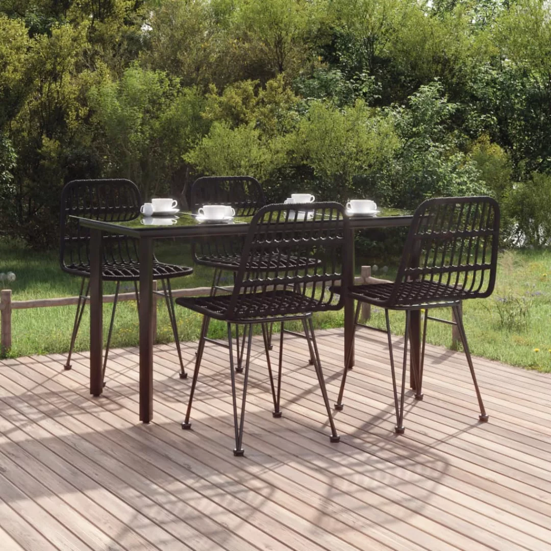 Vidaxl 5-tlg. Garten-essgruppe Schwarz Poly Rattan günstig online kaufen