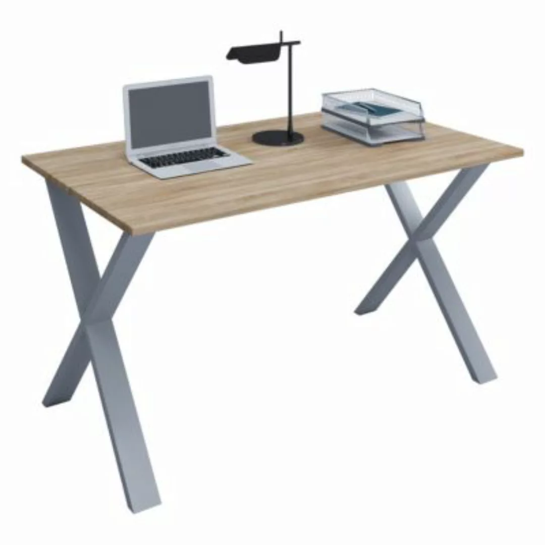 VCM Holz Schreibtisch Computertisch Arbeitstisch Büromöbel Lona U Alu Silbe günstig online kaufen