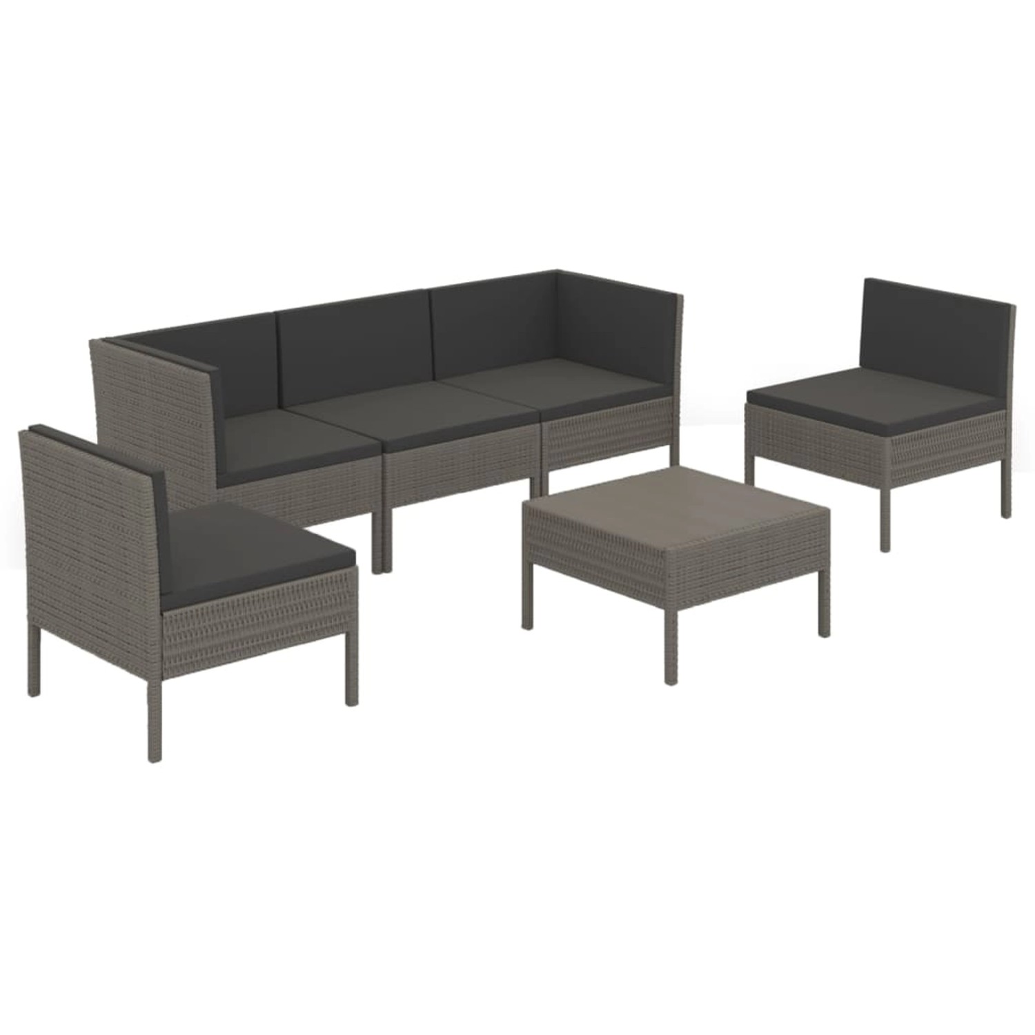 6-tlg. Garten-lounge-set Mit Auflagen Poly Rattan Grau günstig online kaufen