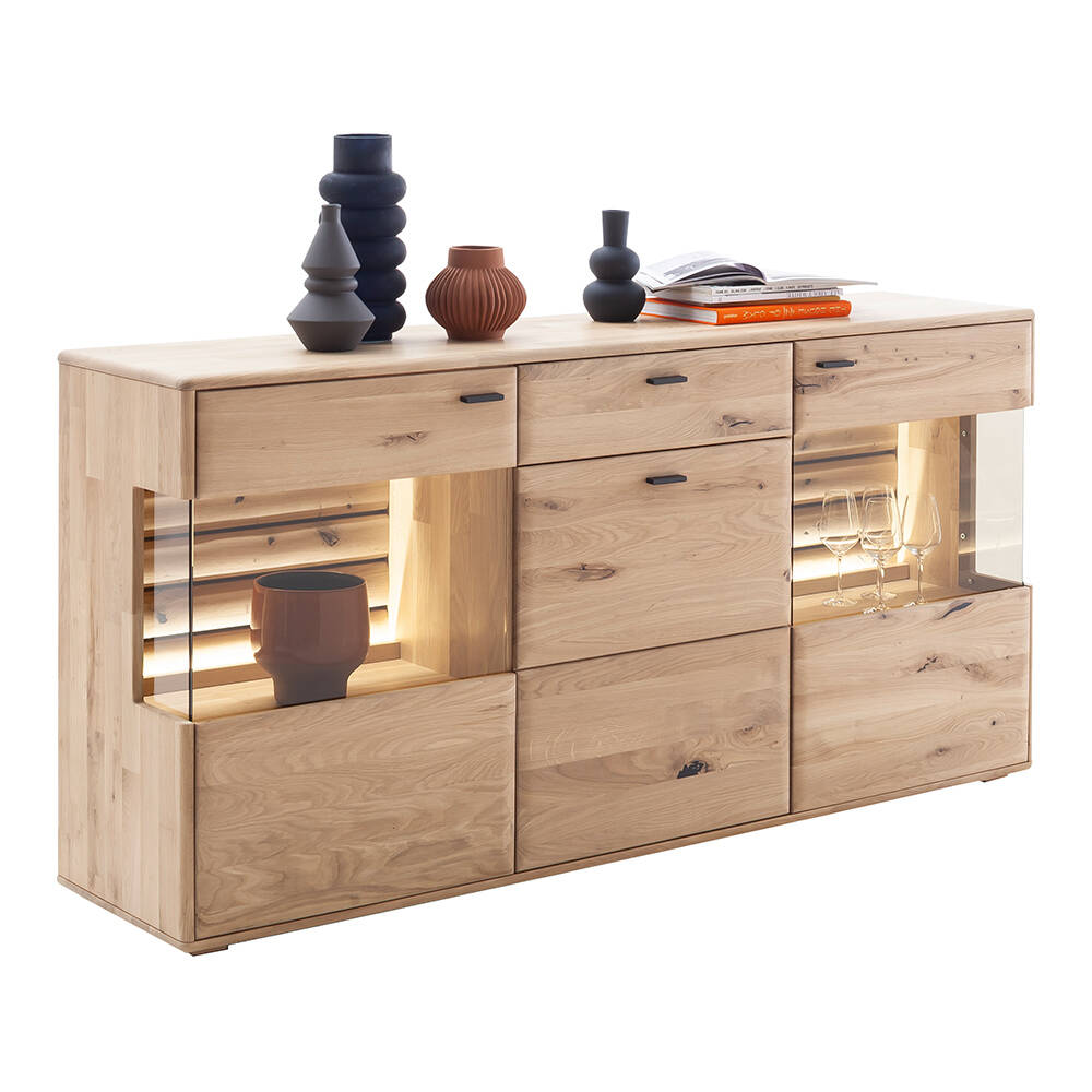 Sideboard mit Beleuchtung in Eiche massiv geölt GALWAY-05 günstig online kaufen