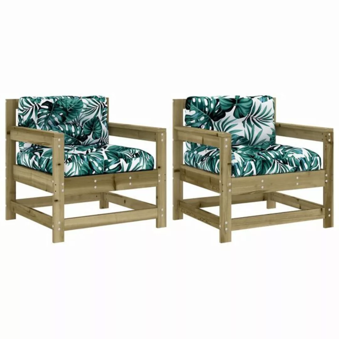 vidaXL Sofaelement Gartenstühle mit Kissen 2 Stk. Kiefernholz Imprägniert ( günstig online kaufen