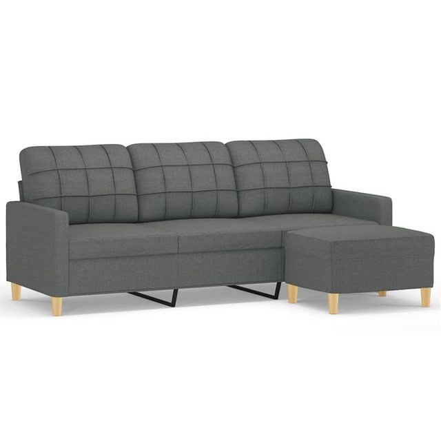 vidaXL Sofa 3-Sitzer-Sofa mit Hocker Dunkelgrau 180 cm Stoff günstig online kaufen