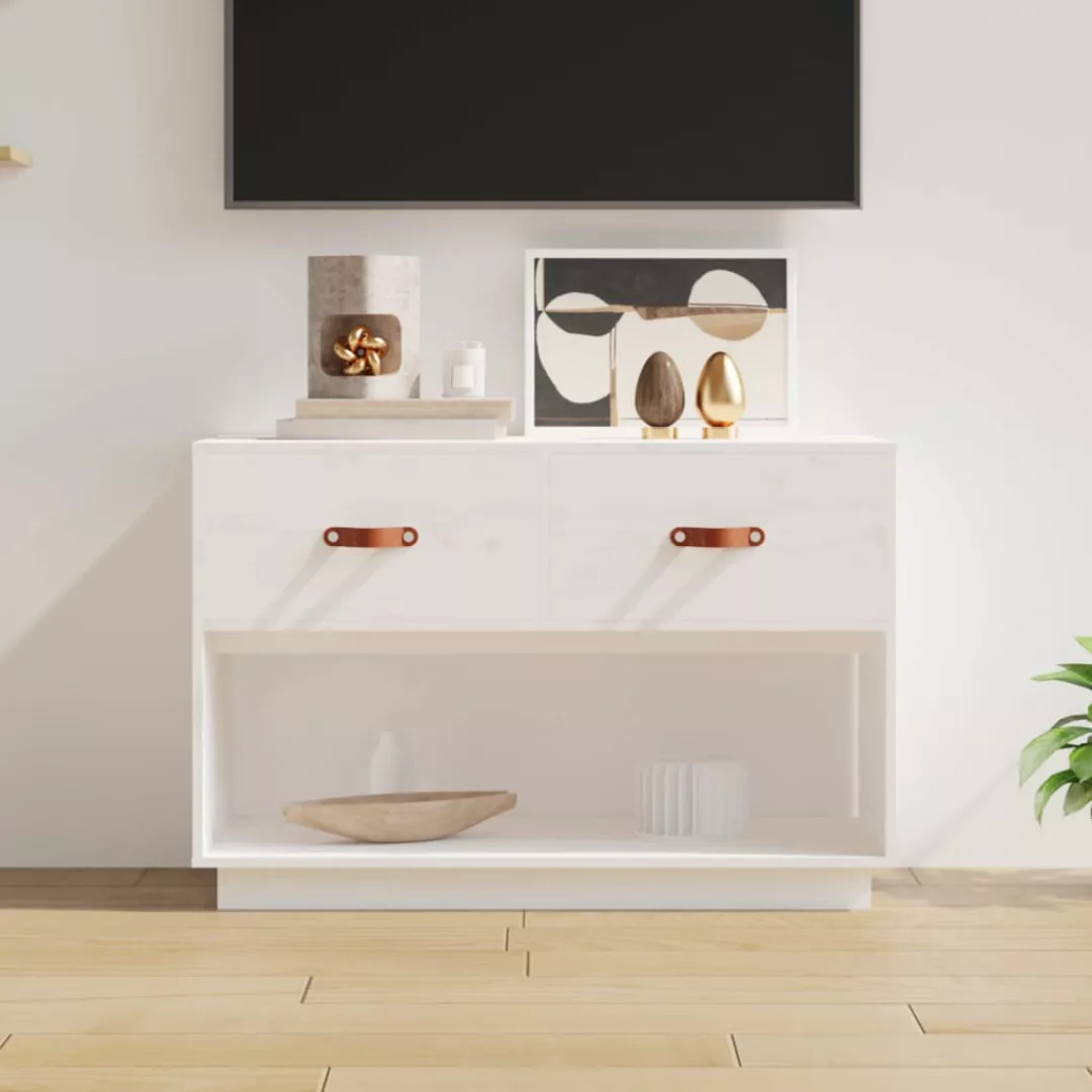 Vidaxl Tv-schrank Weiß 90x40x60 Cm Massivholz Kiefer günstig online kaufen