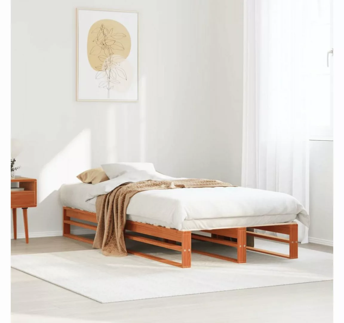 vidaXL Bett, Massivholzbett ohne Matratze Wachsbraun 90x190 cm Kiefernholz günstig online kaufen