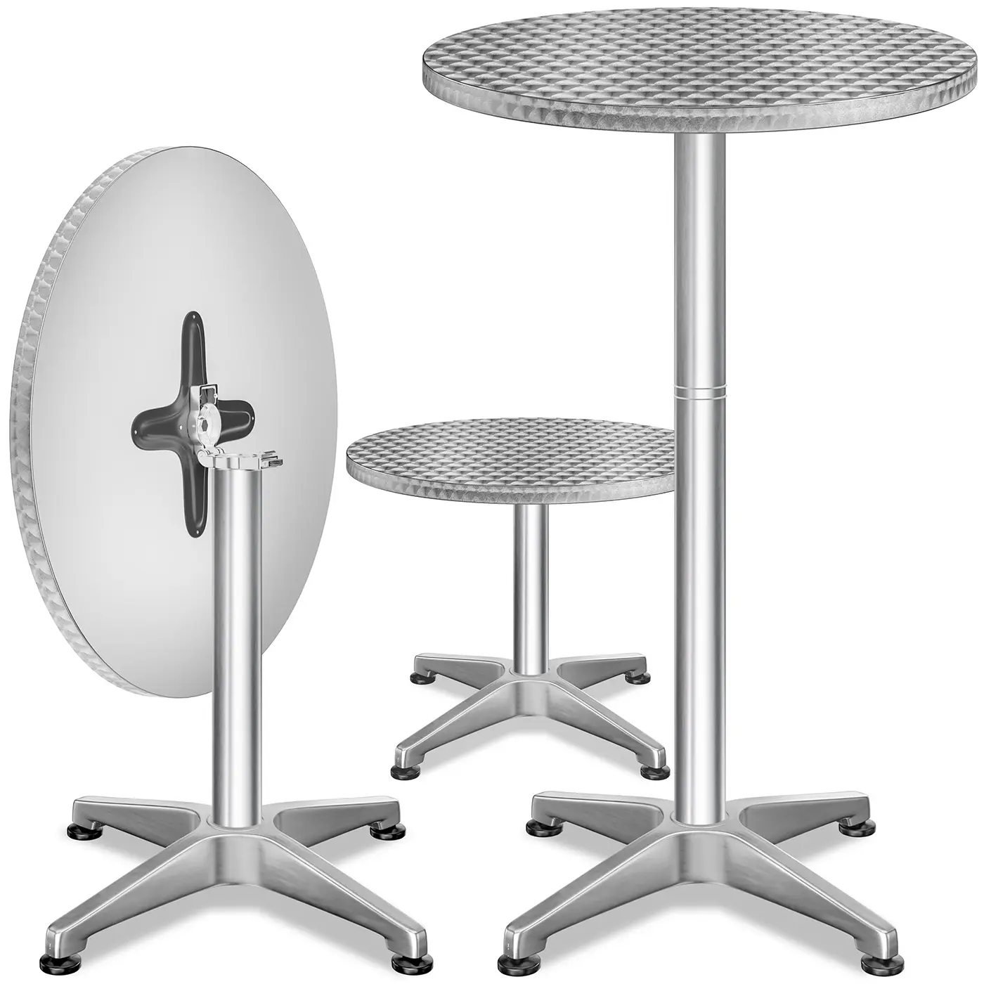 Stehtisch 2er-Set Silber Alu Ø60cm klappbar, höhenverstellbar günstig online kaufen