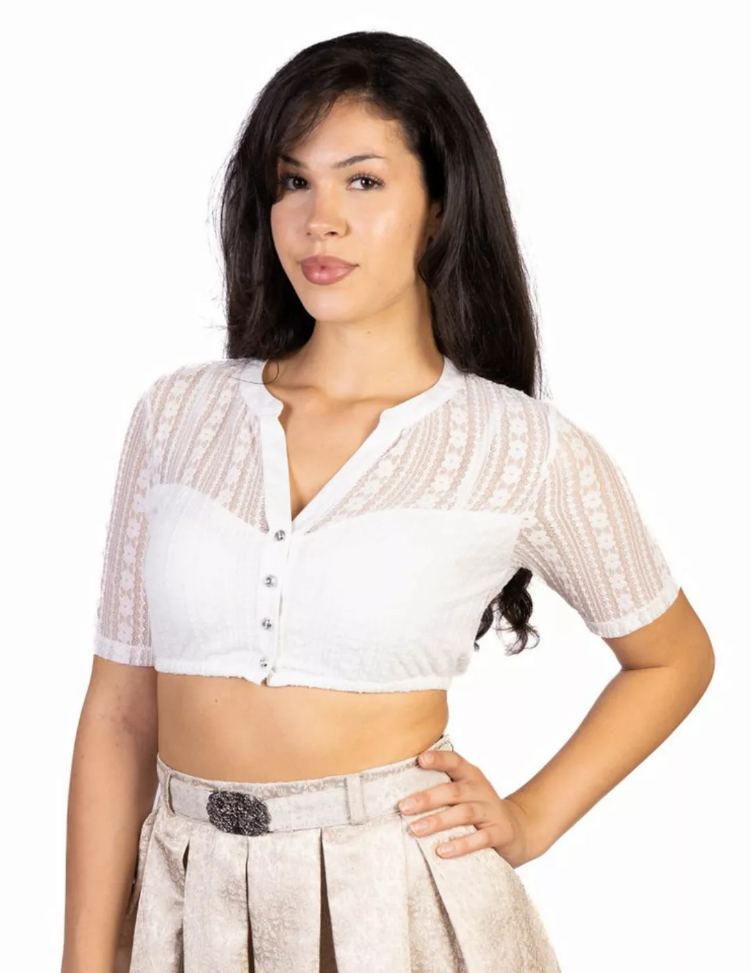 Trachtl Trachtenbluse Trachtl-CLAUDIA Dirndlbluse SpitzeDirndl Weiss günstig online kaufen