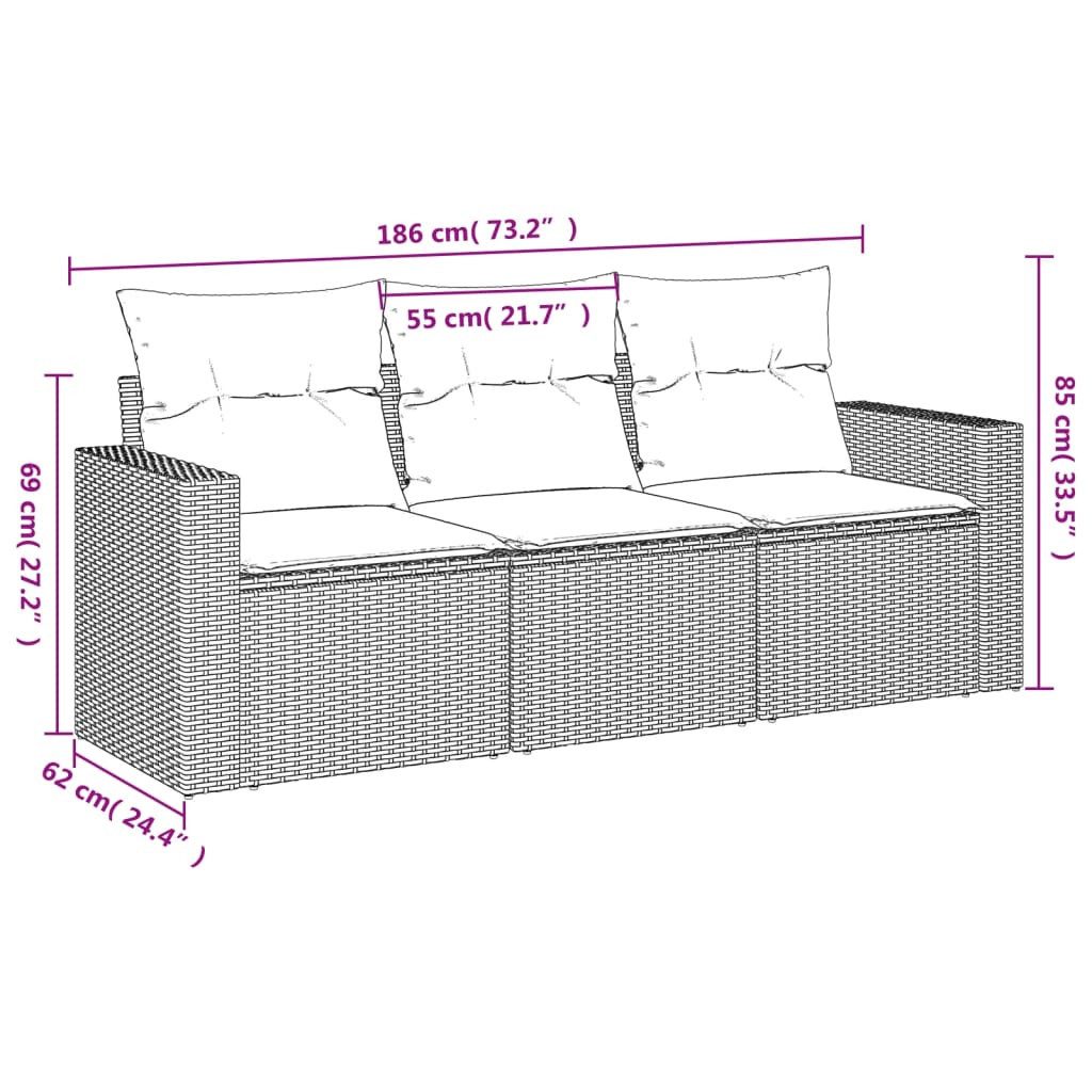 vidaXL Gartenlounge-Set 3-tlg. Garten-Sofagarnitur mit Kissen günstig online kaufen