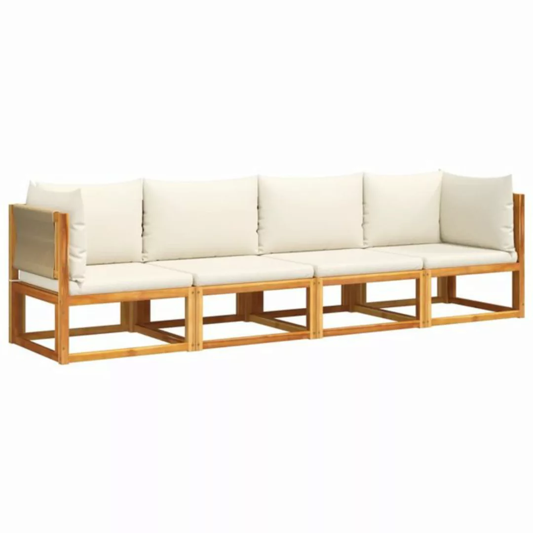 vidaXL Loungesofa 4-tlg. Garten-Sofagarnitur mit Kissen Massivholz Akazie, günstig online kaufen