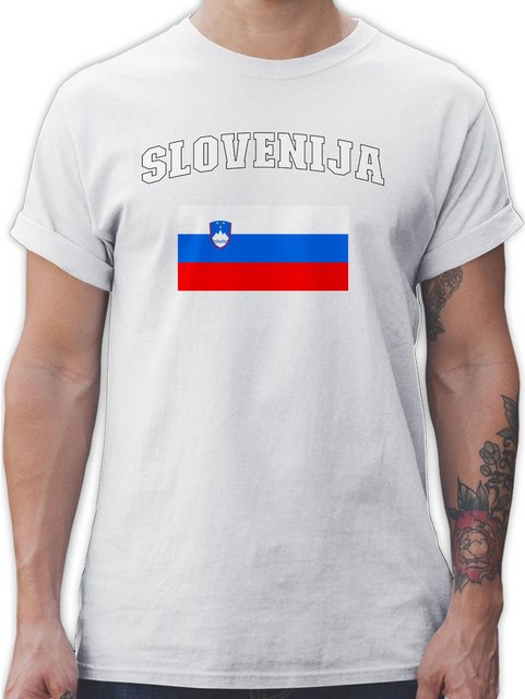 Shirtracer T-Shirt Slovenija Schriftzug mit Flagge, Slowenien, Slovenia 202 günstig online kaufen