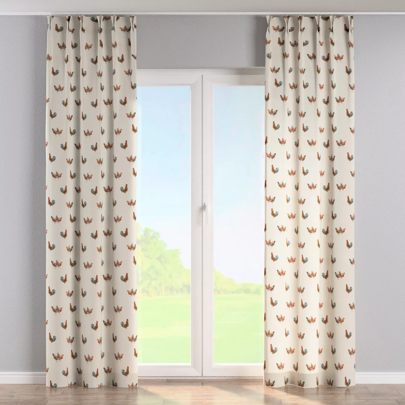 Vorhang mit flämischen 2-er Falten, braun-creme, Flowers (141-80) günstig online kaufen