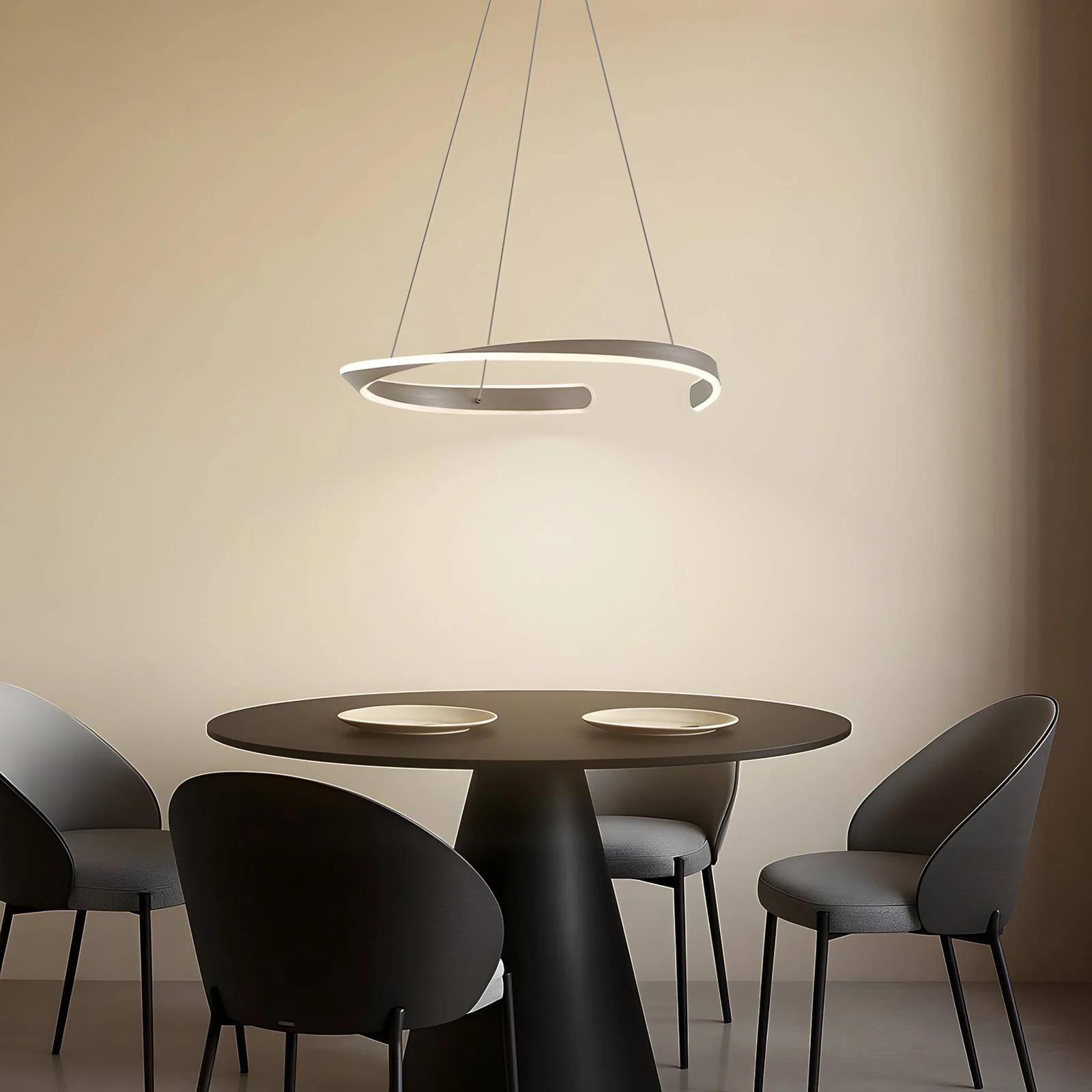 Lucande LED-Hängeleuchte Eloura, silber, Ø58cm, Metall, CCT günstig online kaufen