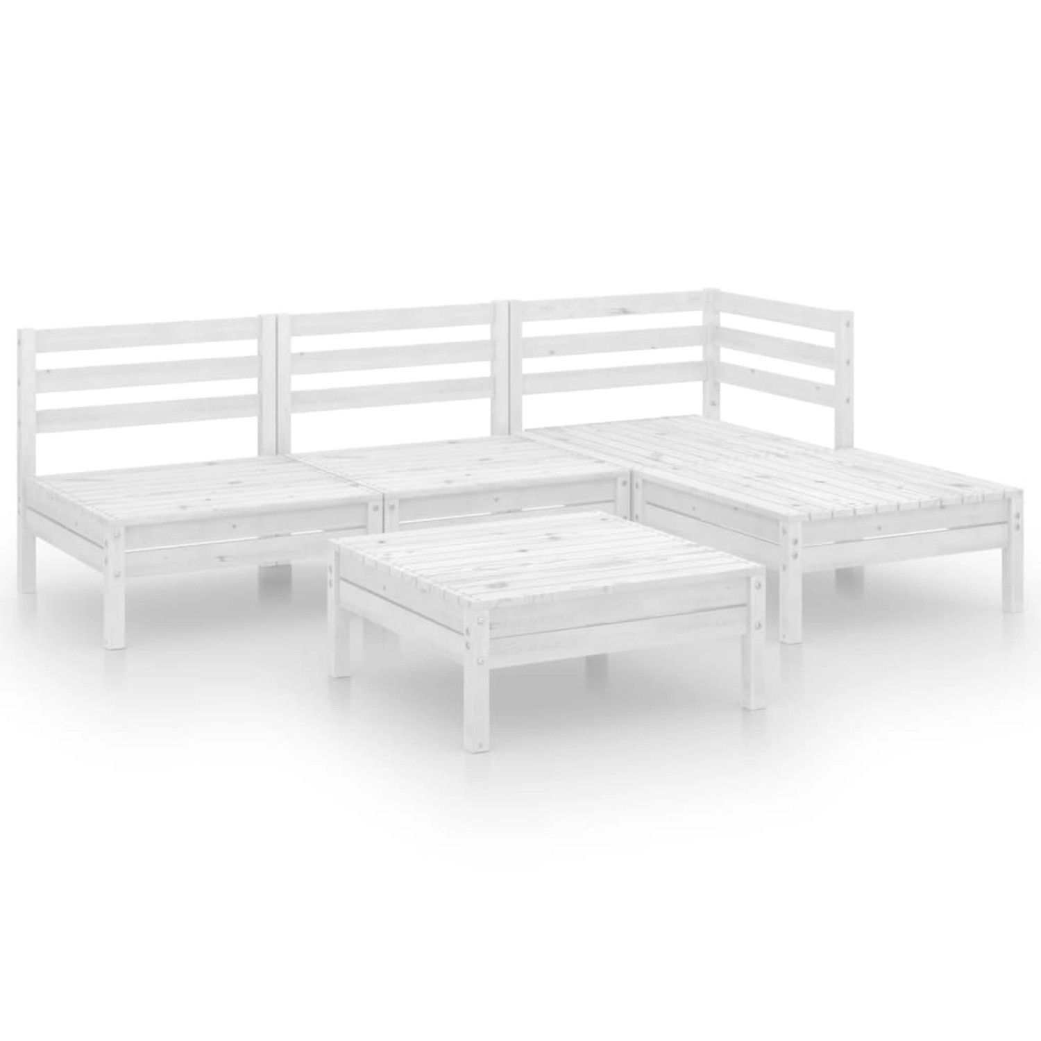 5-tlg. Garten-lounge-set Massivholz Kiefer Weiß günstig online kaufen