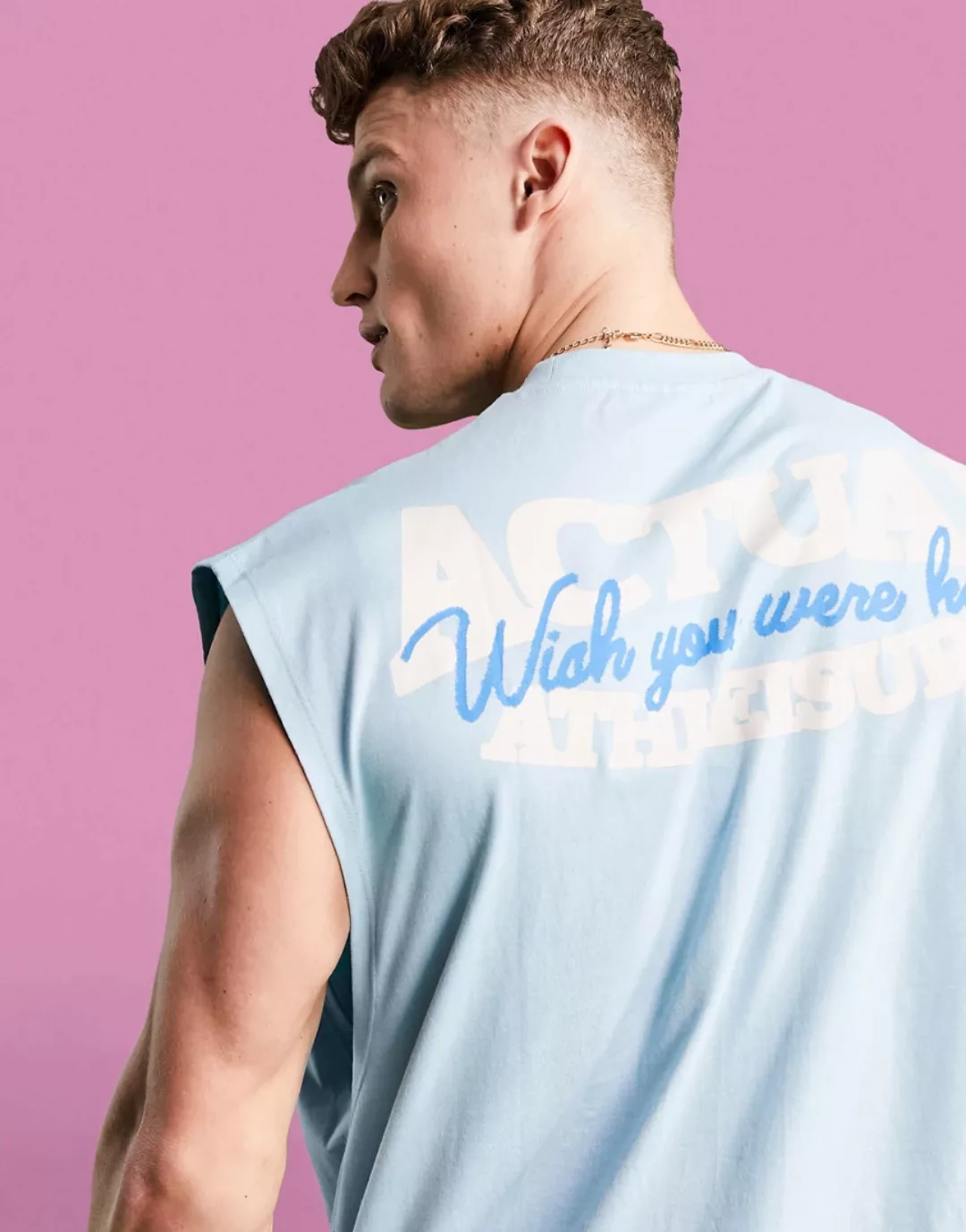 ASOS – Actual Athleisure – Ärmelloses Oversize-T-Shirt mit Logoprints vorn günstig online kaufen